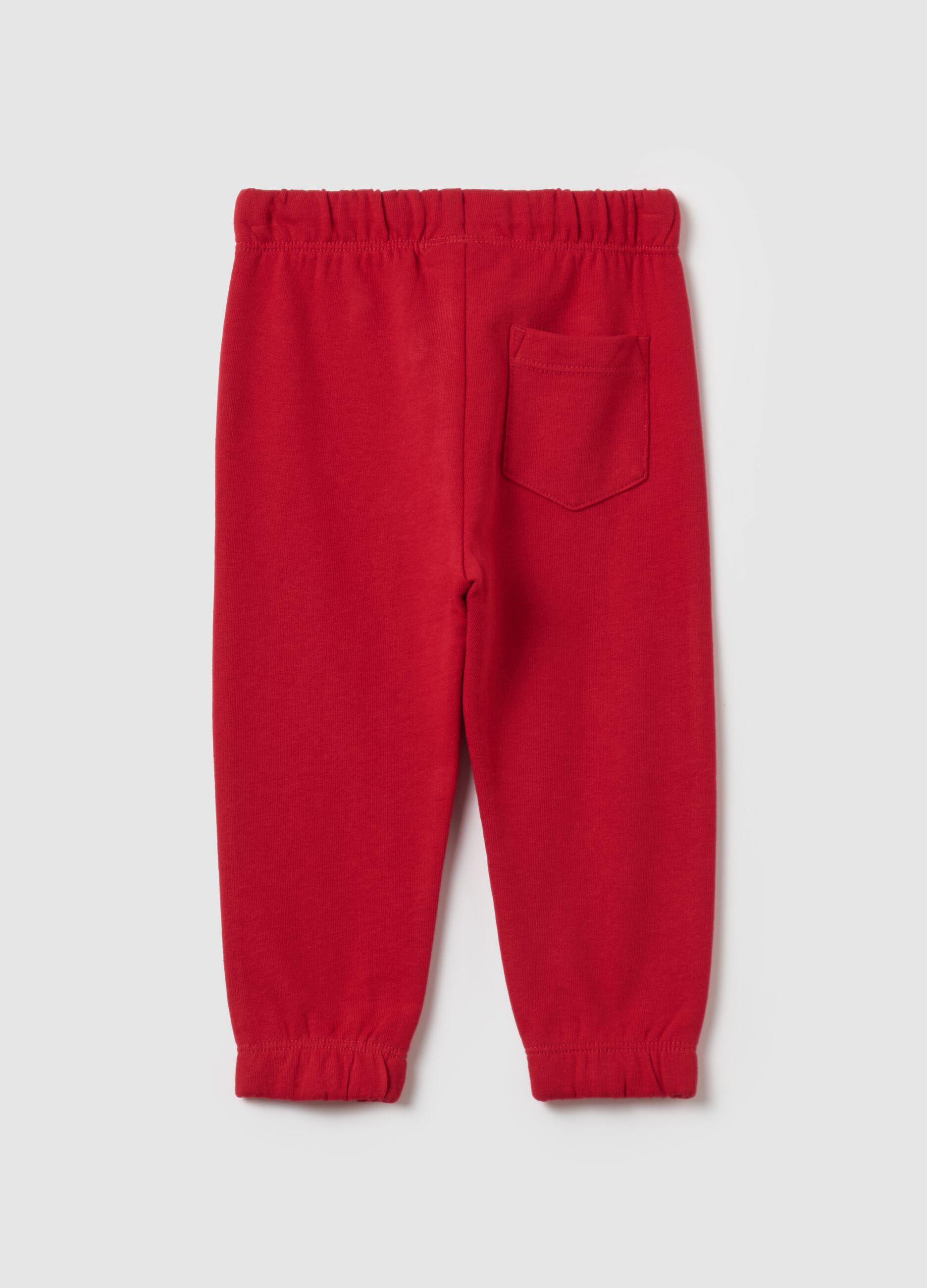 Fleece joggers with drawstring and print