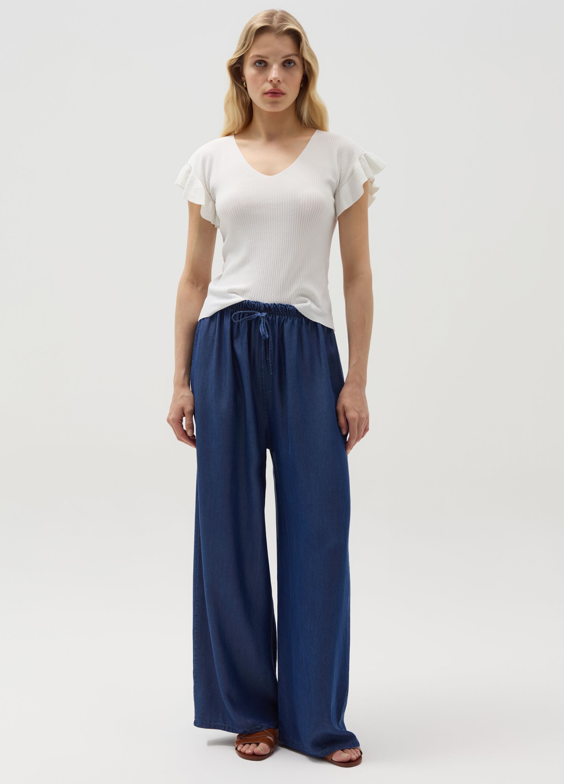 Ovs Joggers fluido wide leg effetto denim