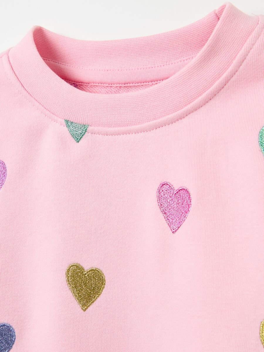 Sweatshirt in French terry with hearts embroidery_2