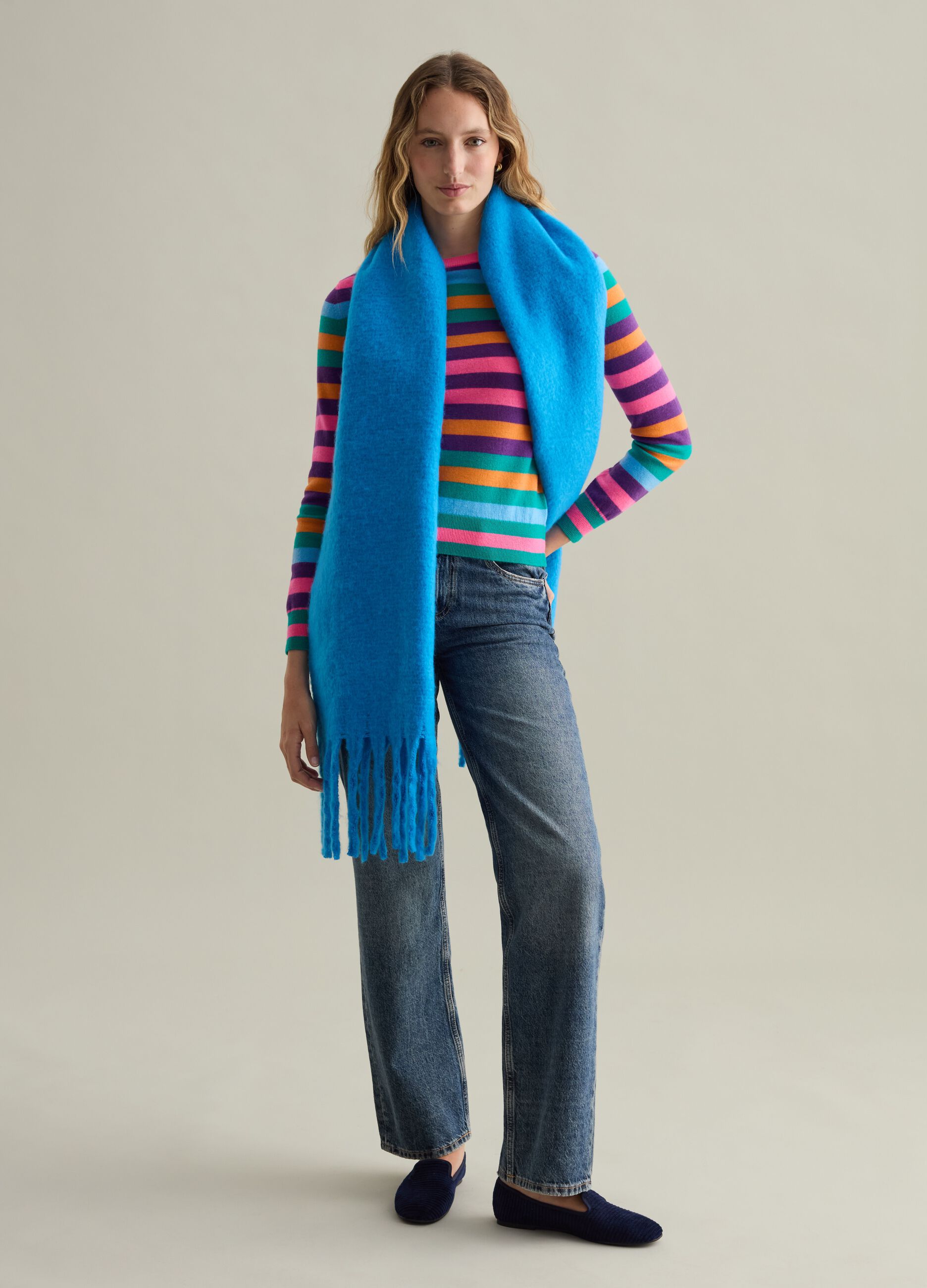 Pullover in lana a righe multicolor