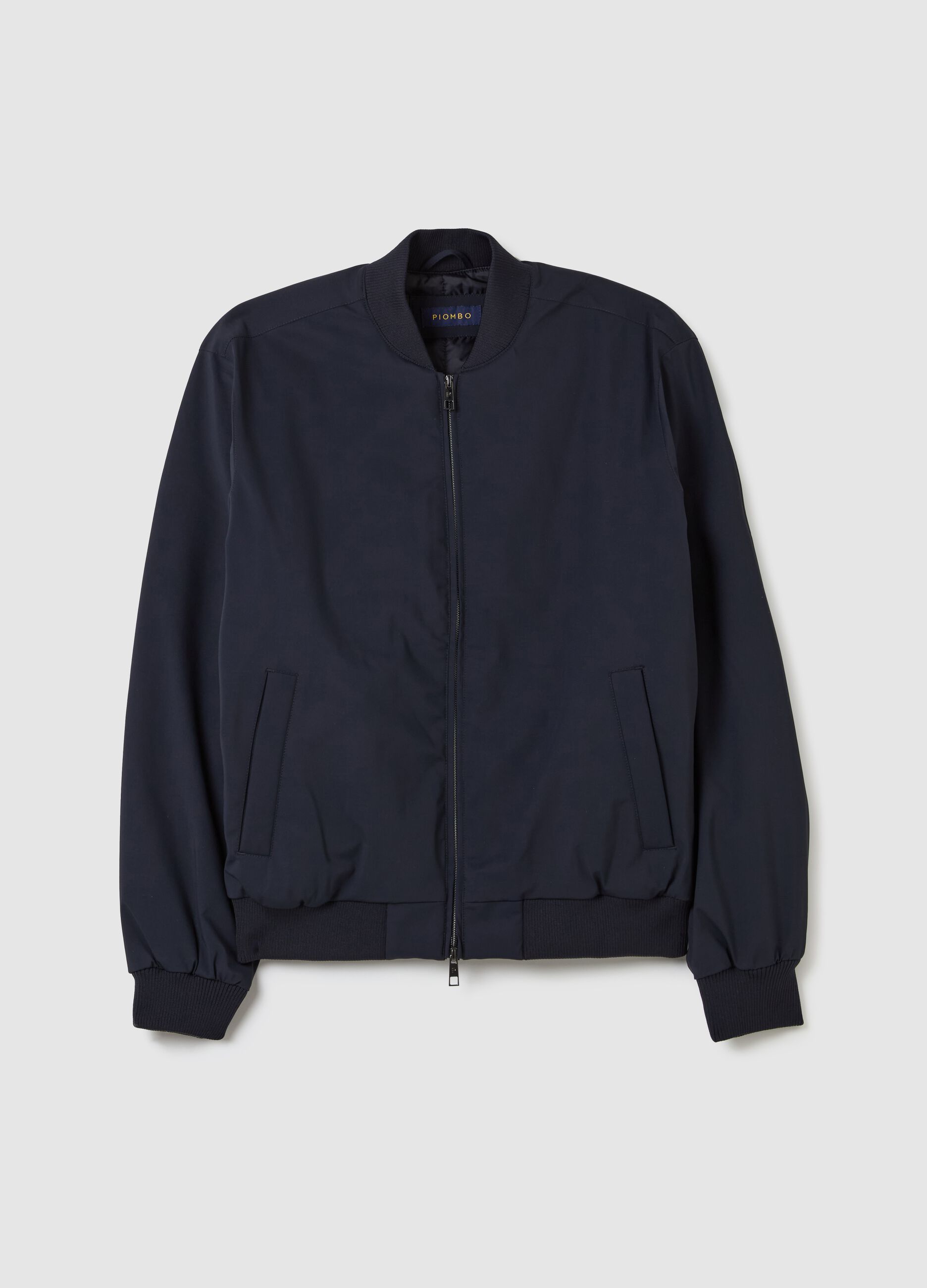 Stretch bomber jacket with zip