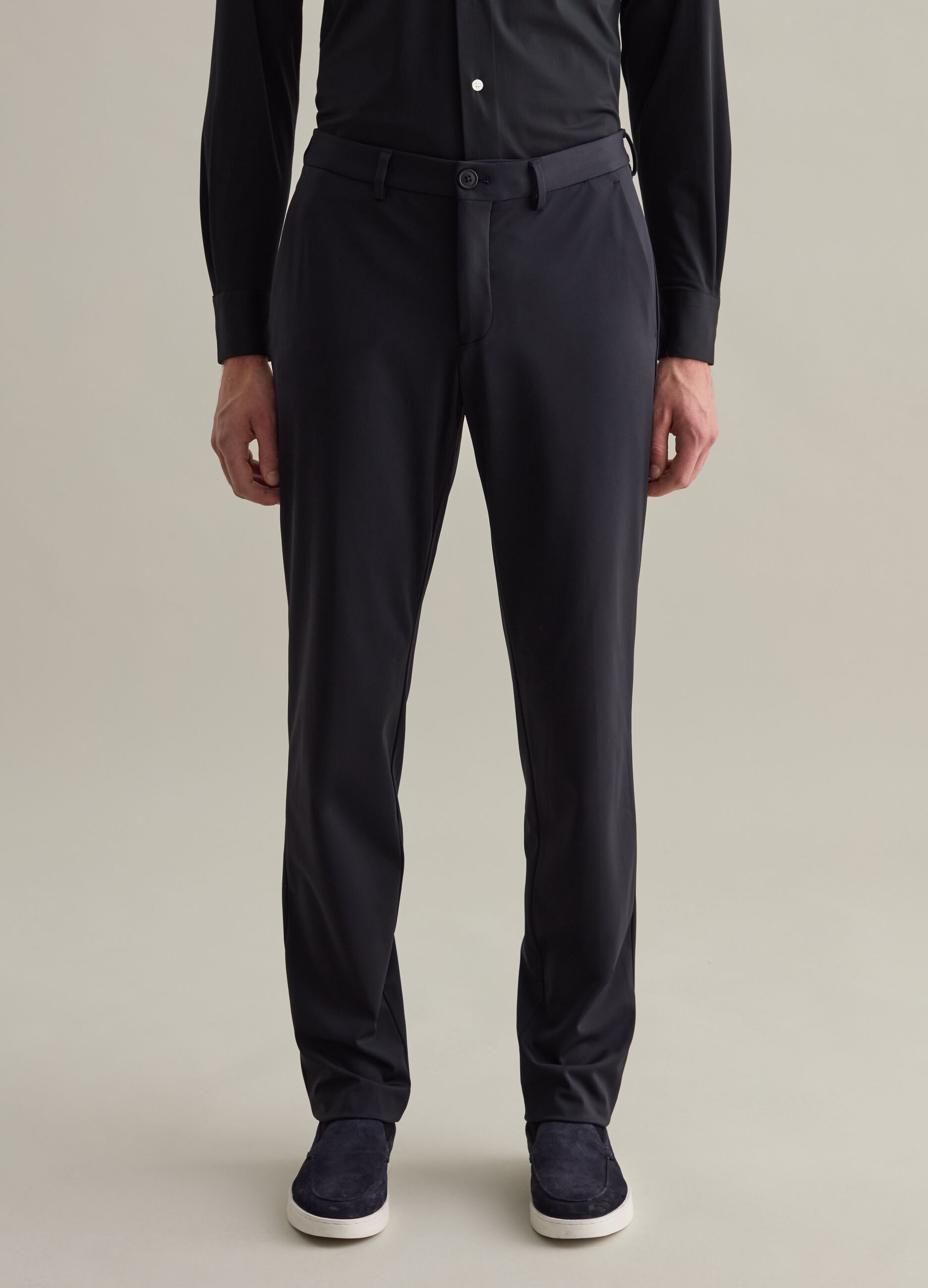 Contemporary chino trousers in technical fabric