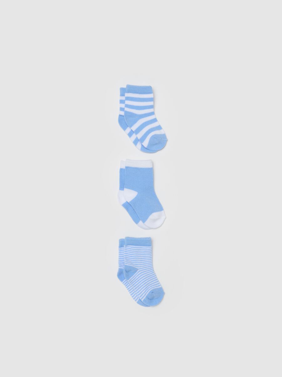 Three-pair pack socks in striped organic cotton_1