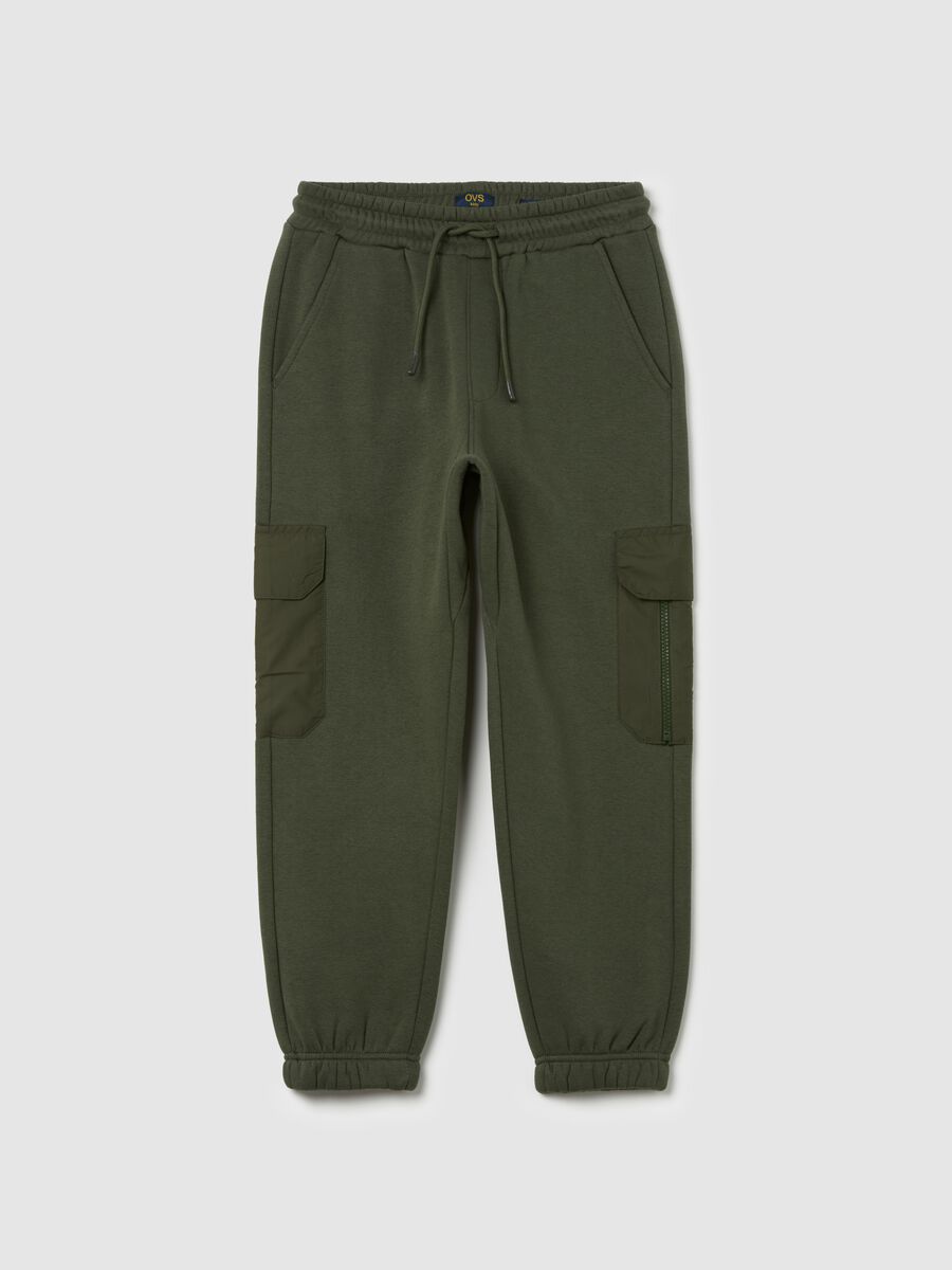 Joggers cargo in felpa con coulisse_0