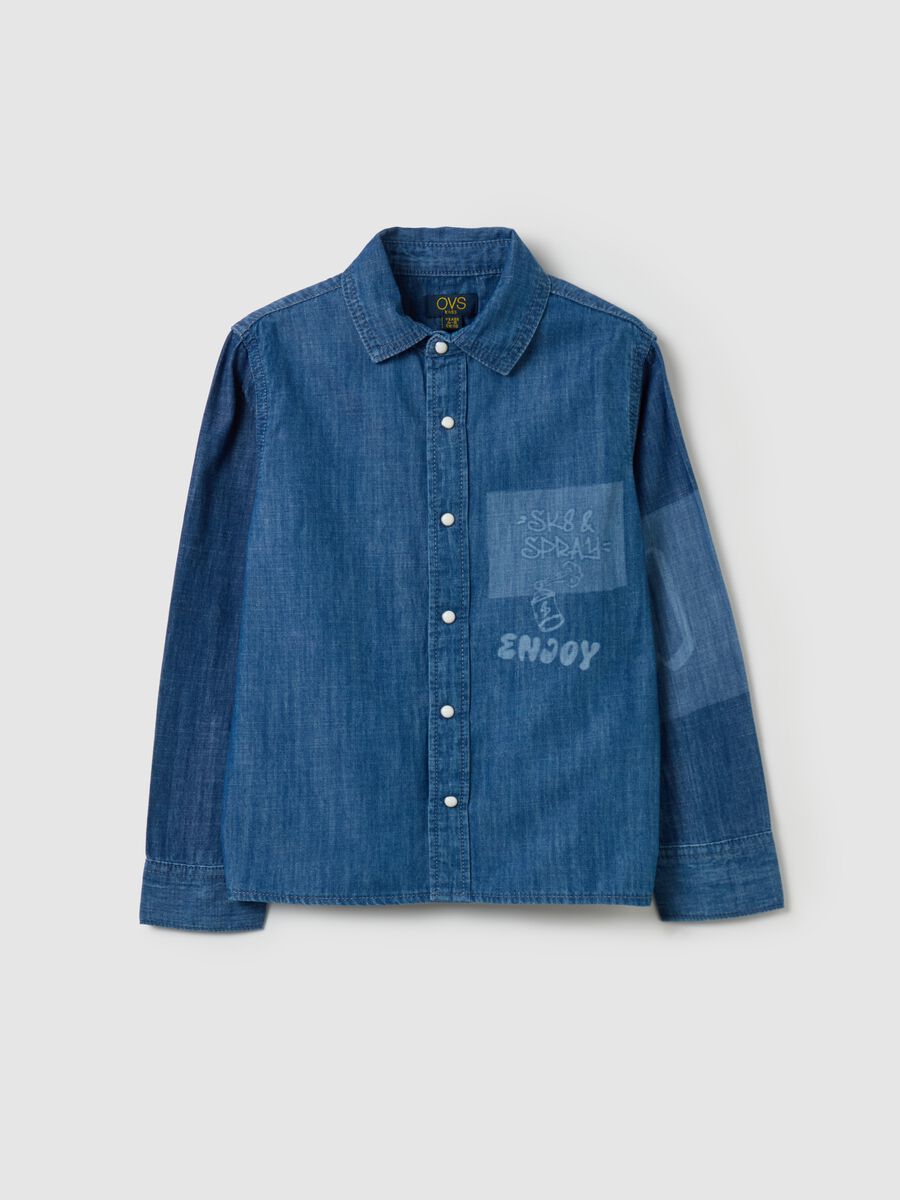 Denim shirt with print_0