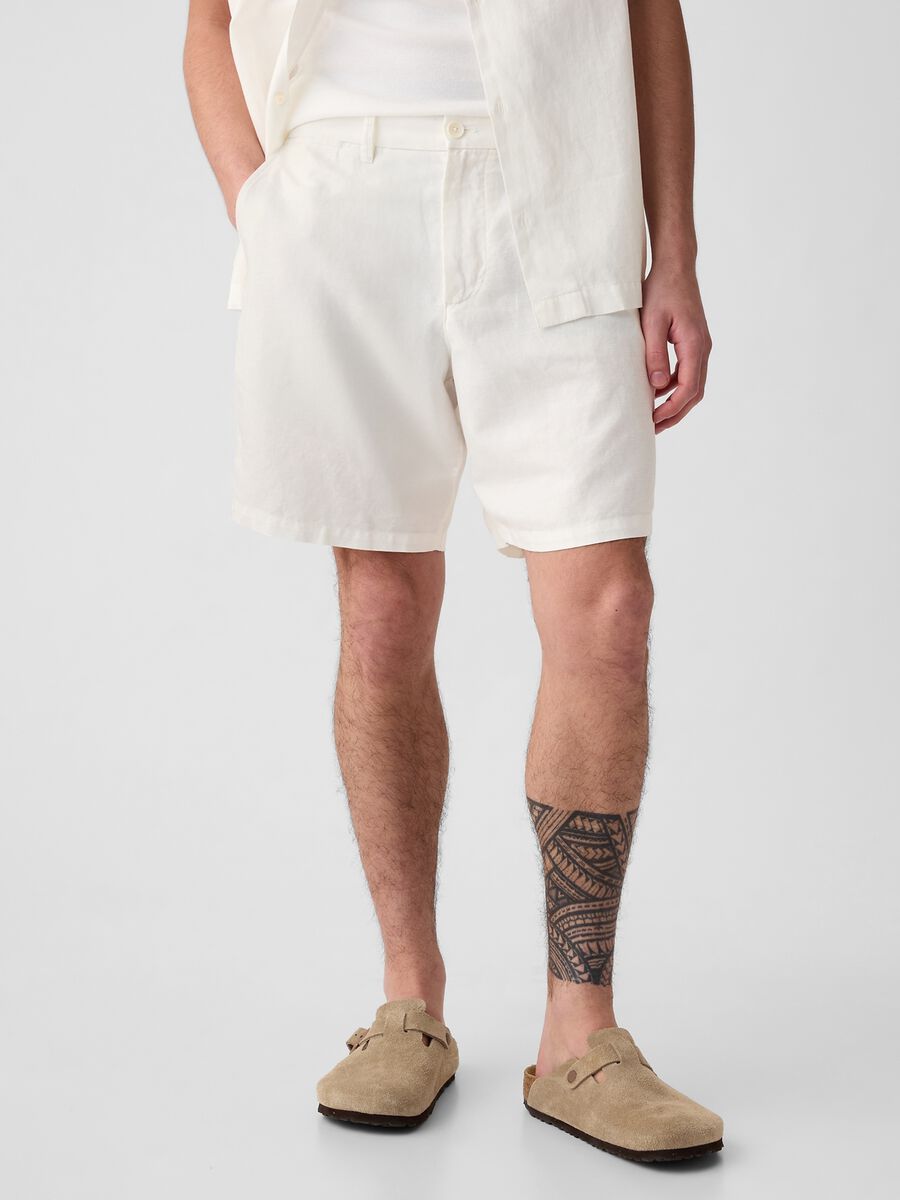 Linen and cotton Bermuda shorts_1