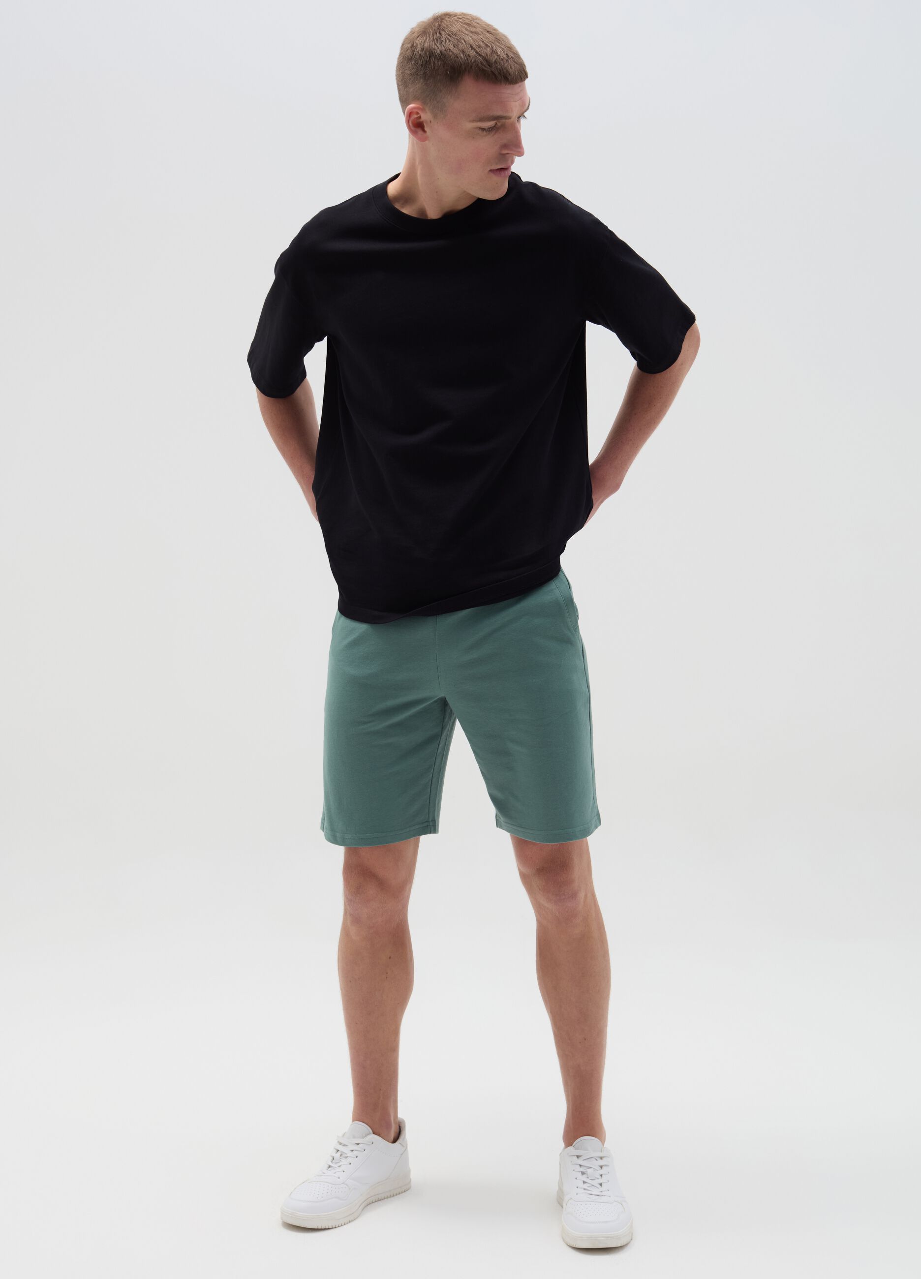 Ovs Bermuda jogger in felpa con coulisse