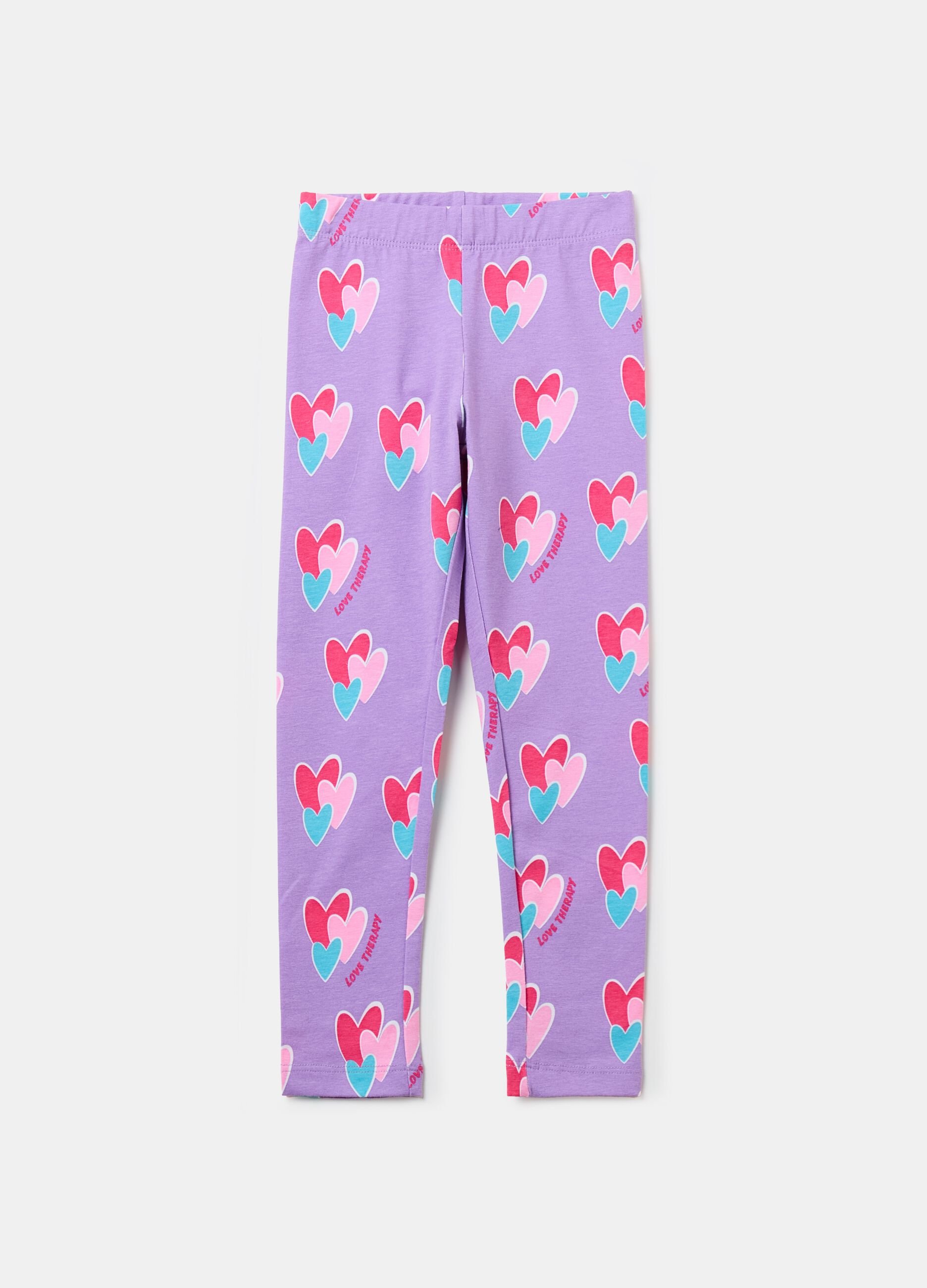 Leggings with all-over hearts print