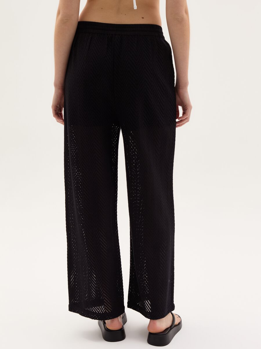 Beach cover-up trousers with openwork_2