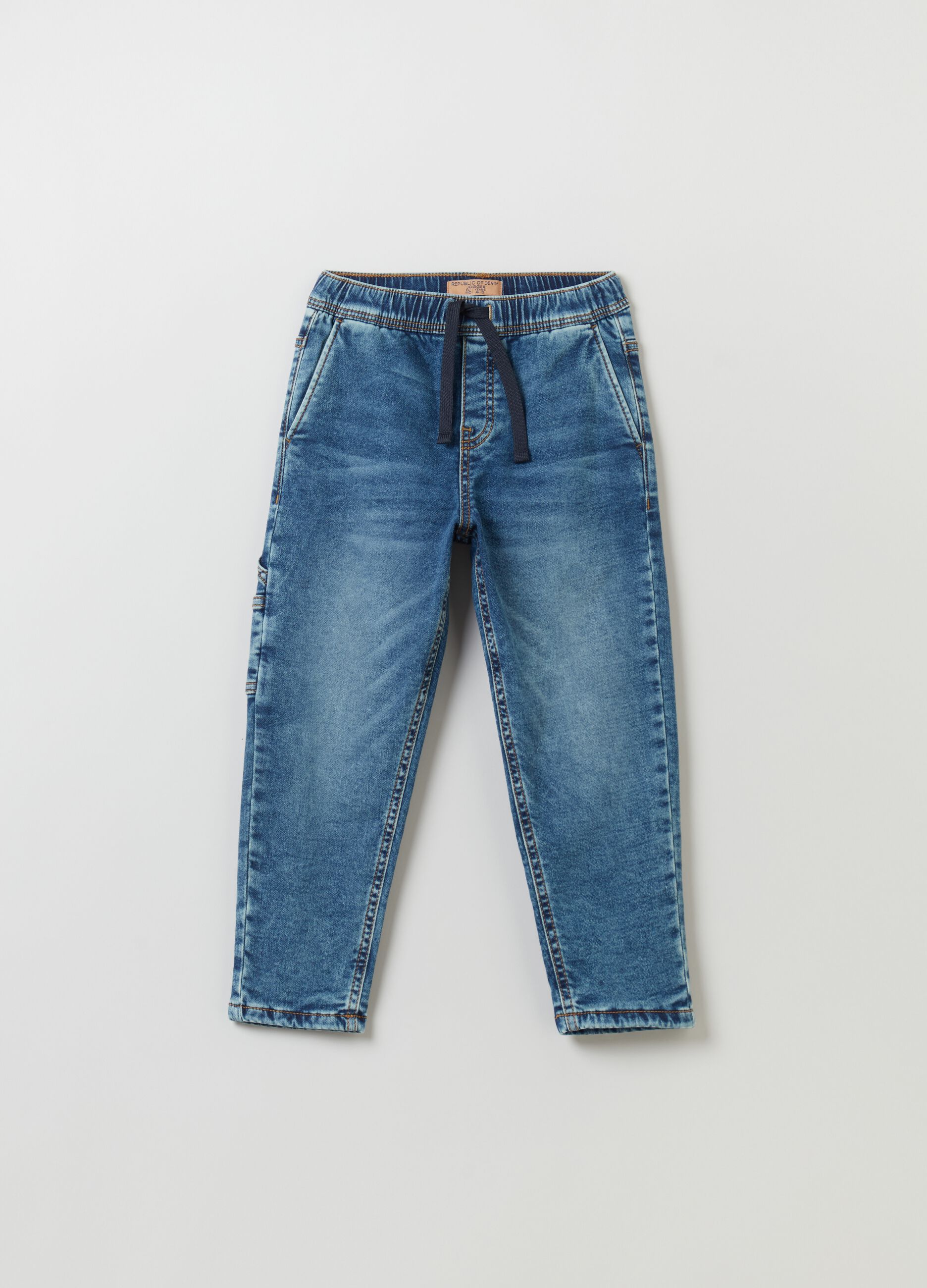 Denim carpenter joggers with drawstring