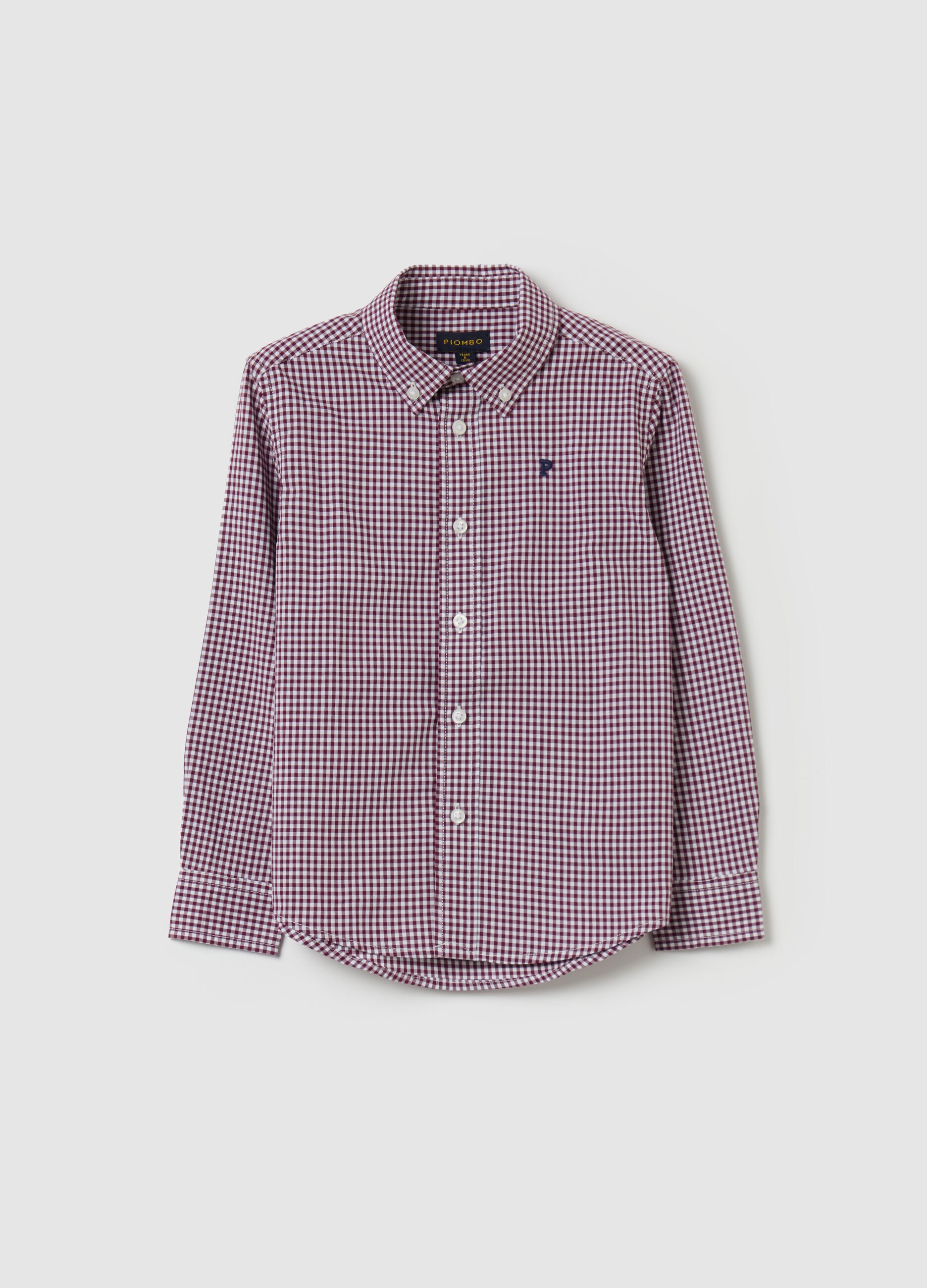 Camicia button-down vichy con ricamo logo