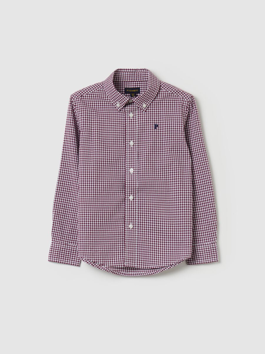 Camicia button-down vichy con ricamo logo_0