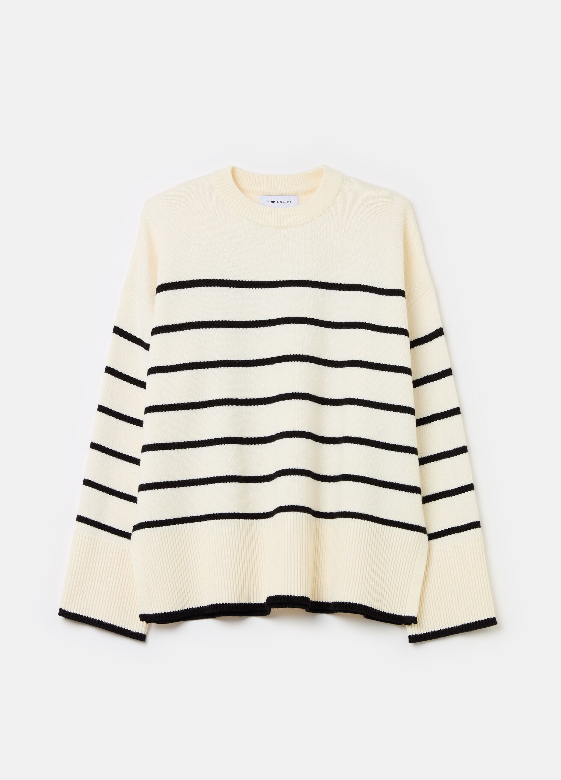 Striped pullover with slits