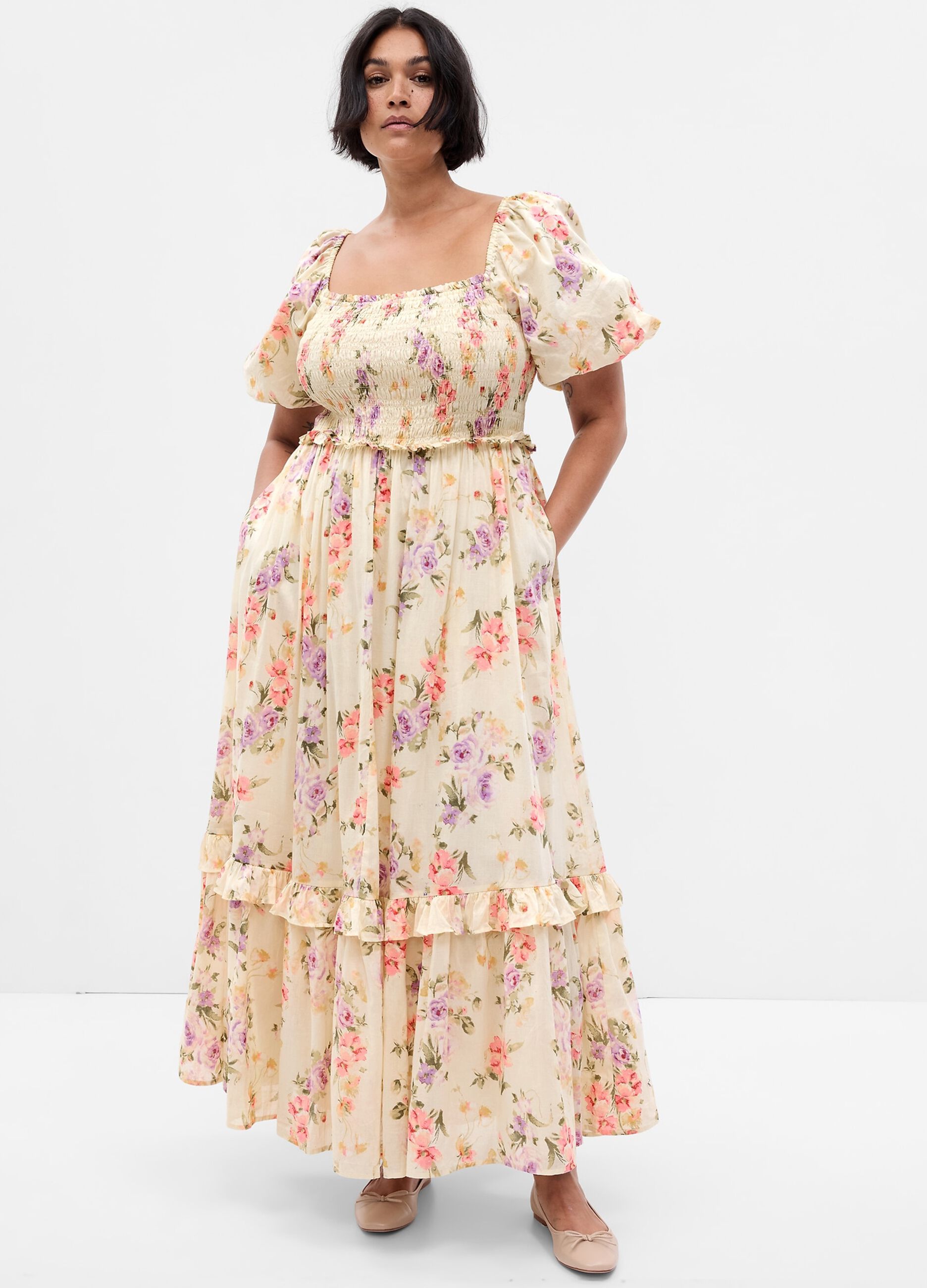 LoveShackFancy long dress with floral pattern