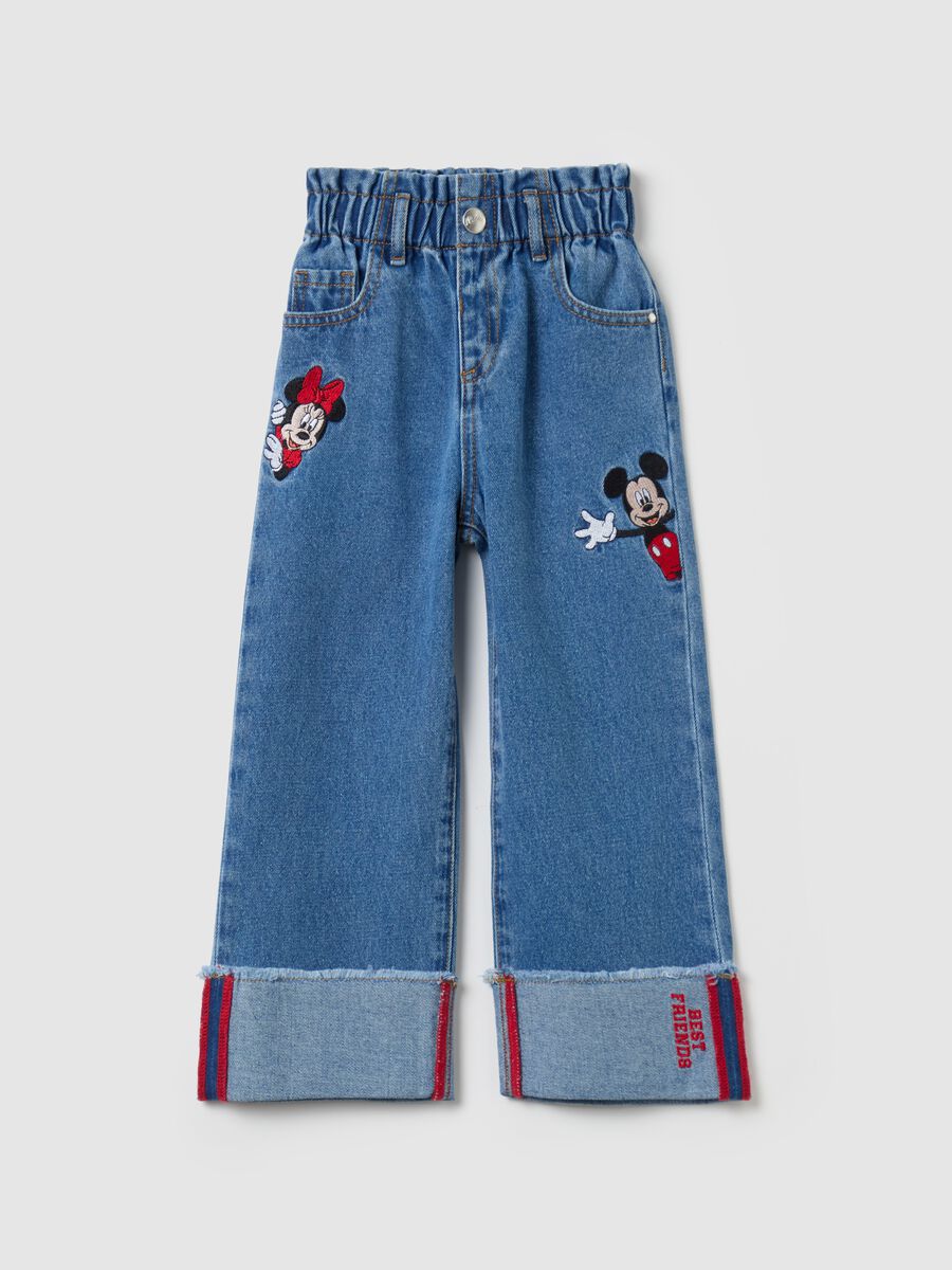 Wide-leg jeans with Minnie and Mickey Mouse embroidery_0