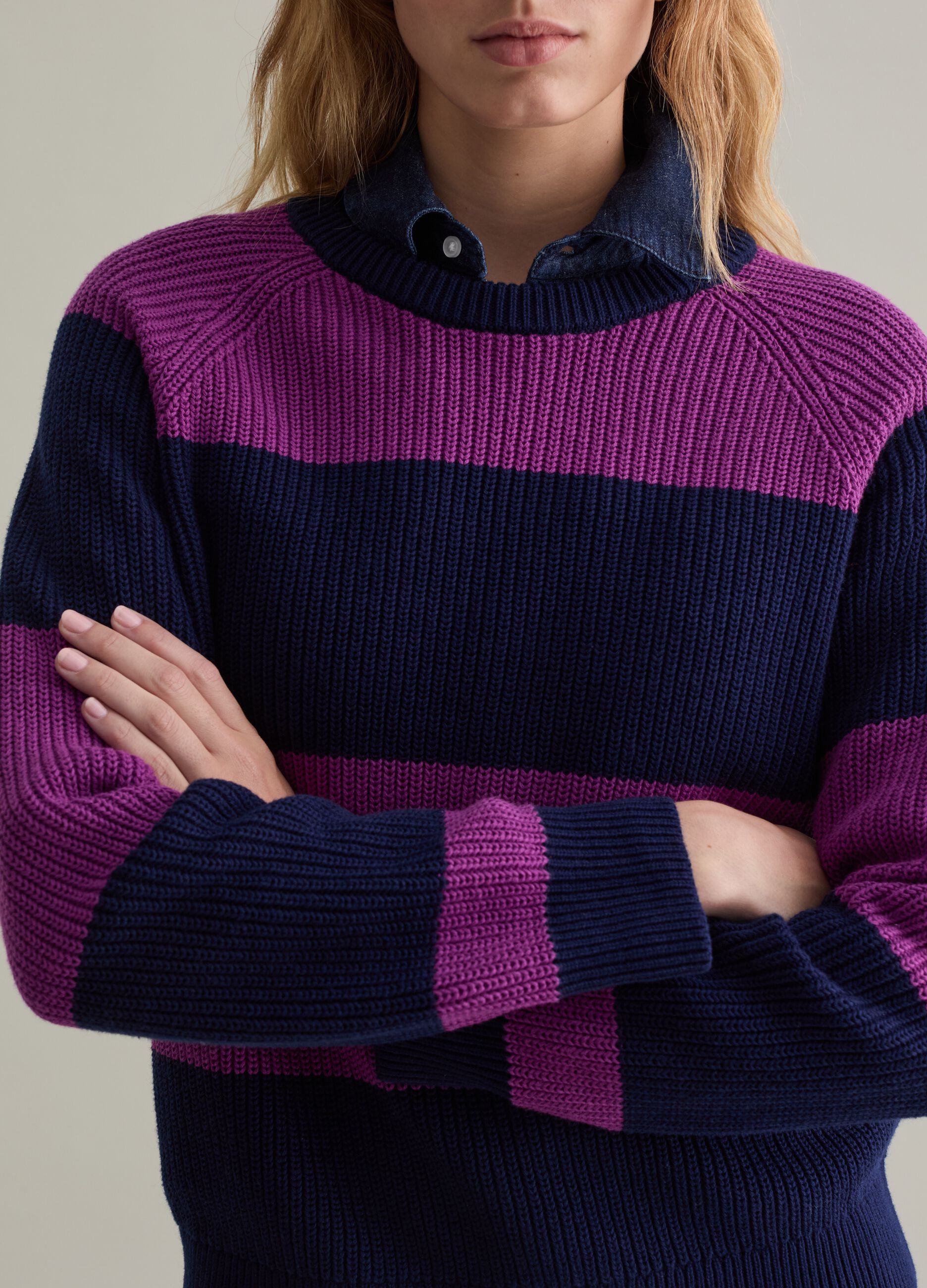 Striped pullover with raglan sleeves