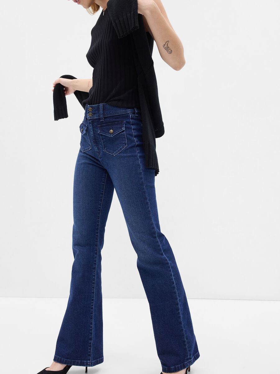 High-rise flare-fit jeans with buttons_2