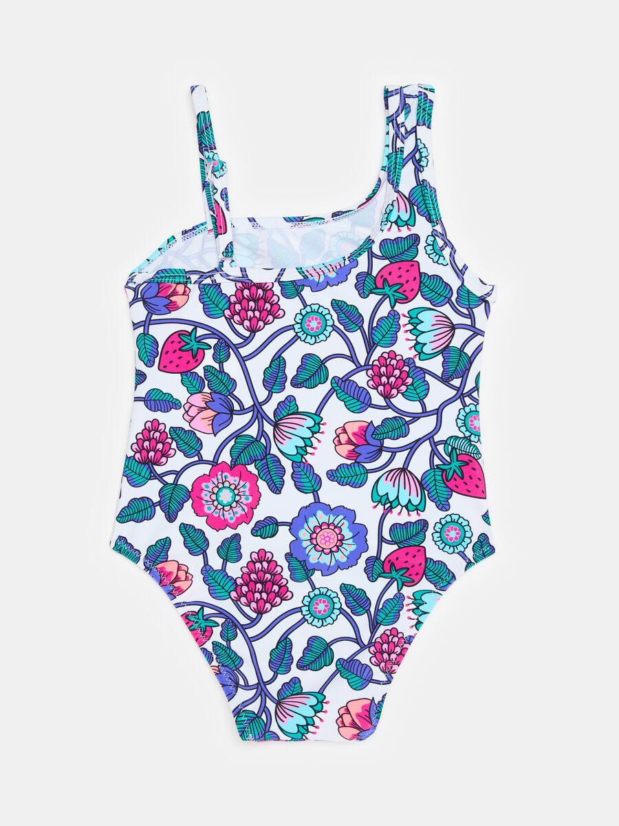 One-piece swimsuit with strawberries print_1