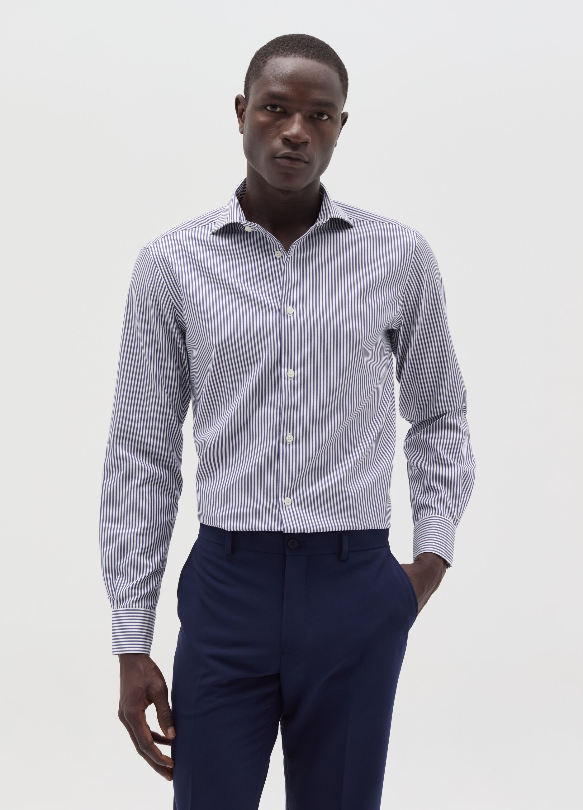 Slim-fit shirt with double-twist stripes