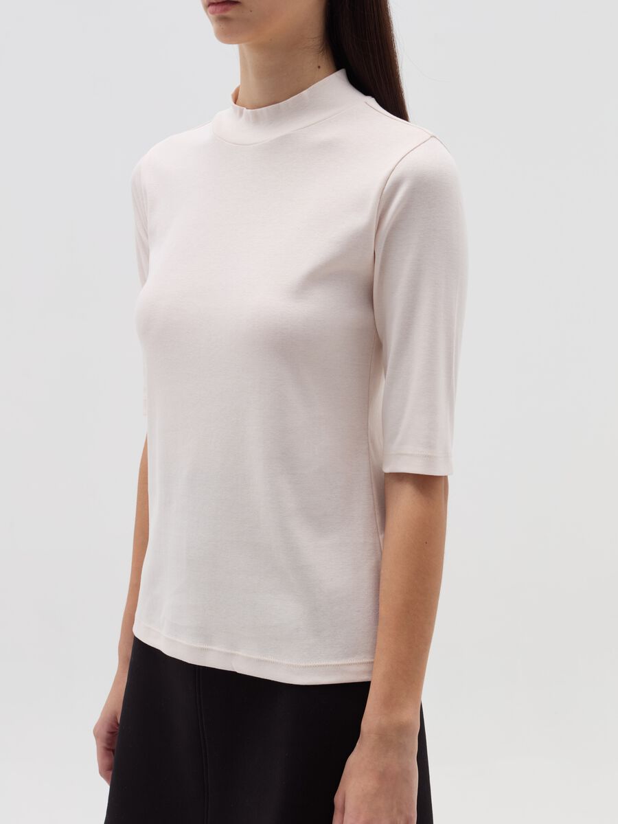 T-shirt with mock neck and elbow-length sleeves_3