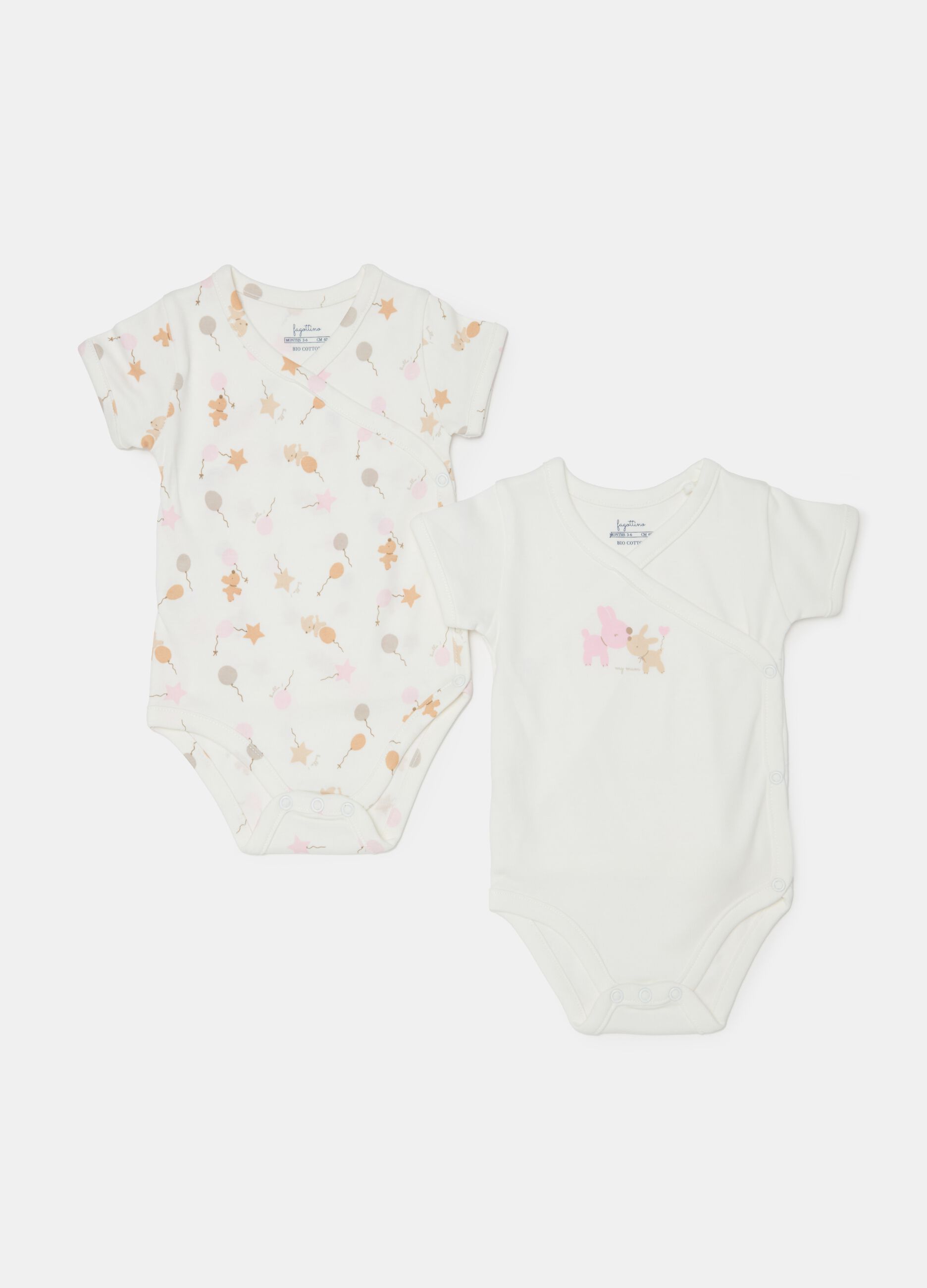 Two-pack organic cotton bodysuits with print