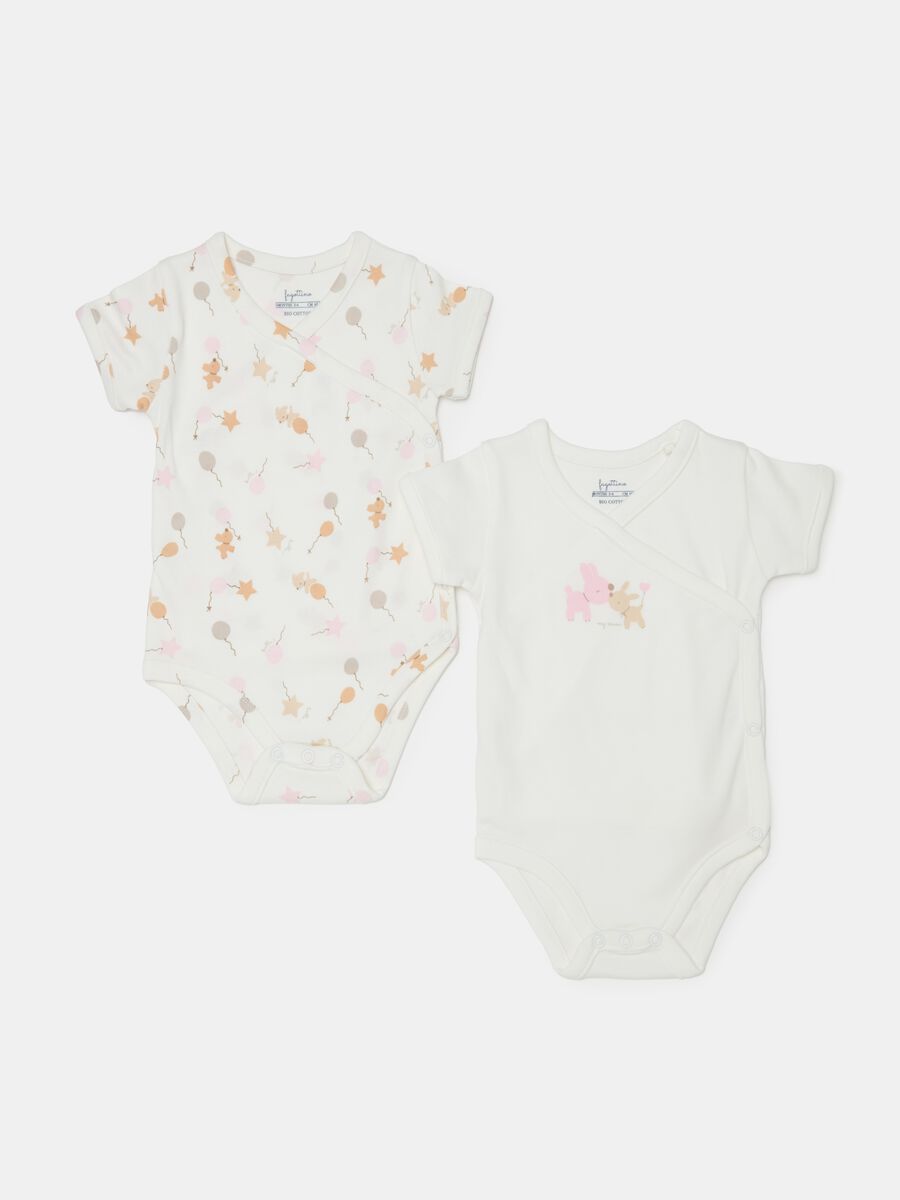 Two-pack organic cotton bodysuits with print_0