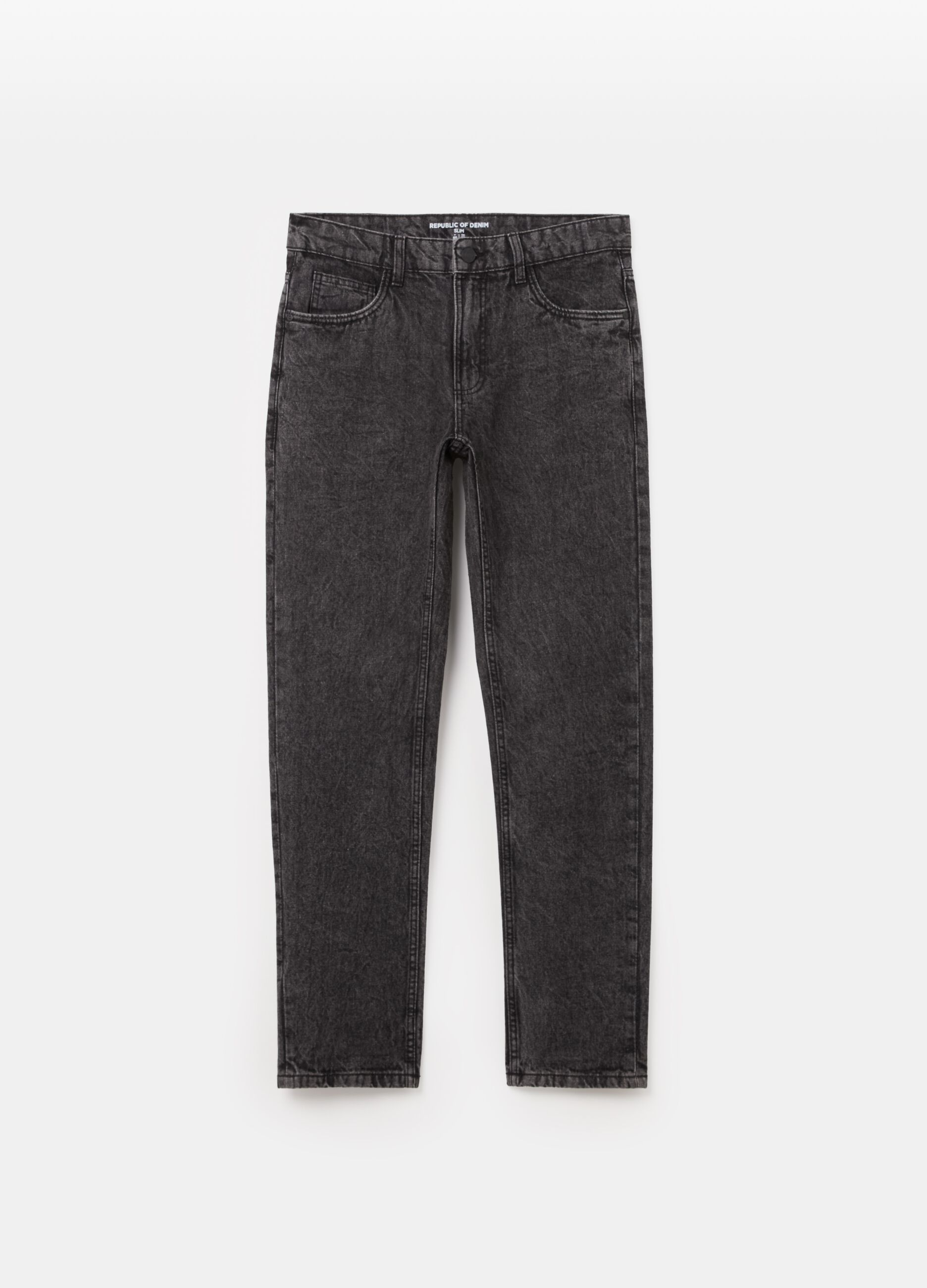 Slim-fit acid-wash jeans