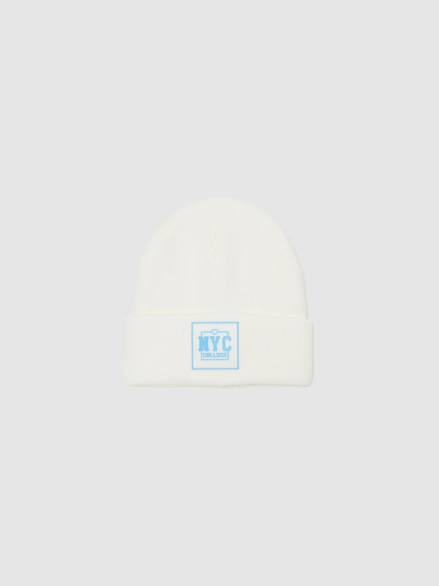 Knitted hat with "NYC College" patch_0