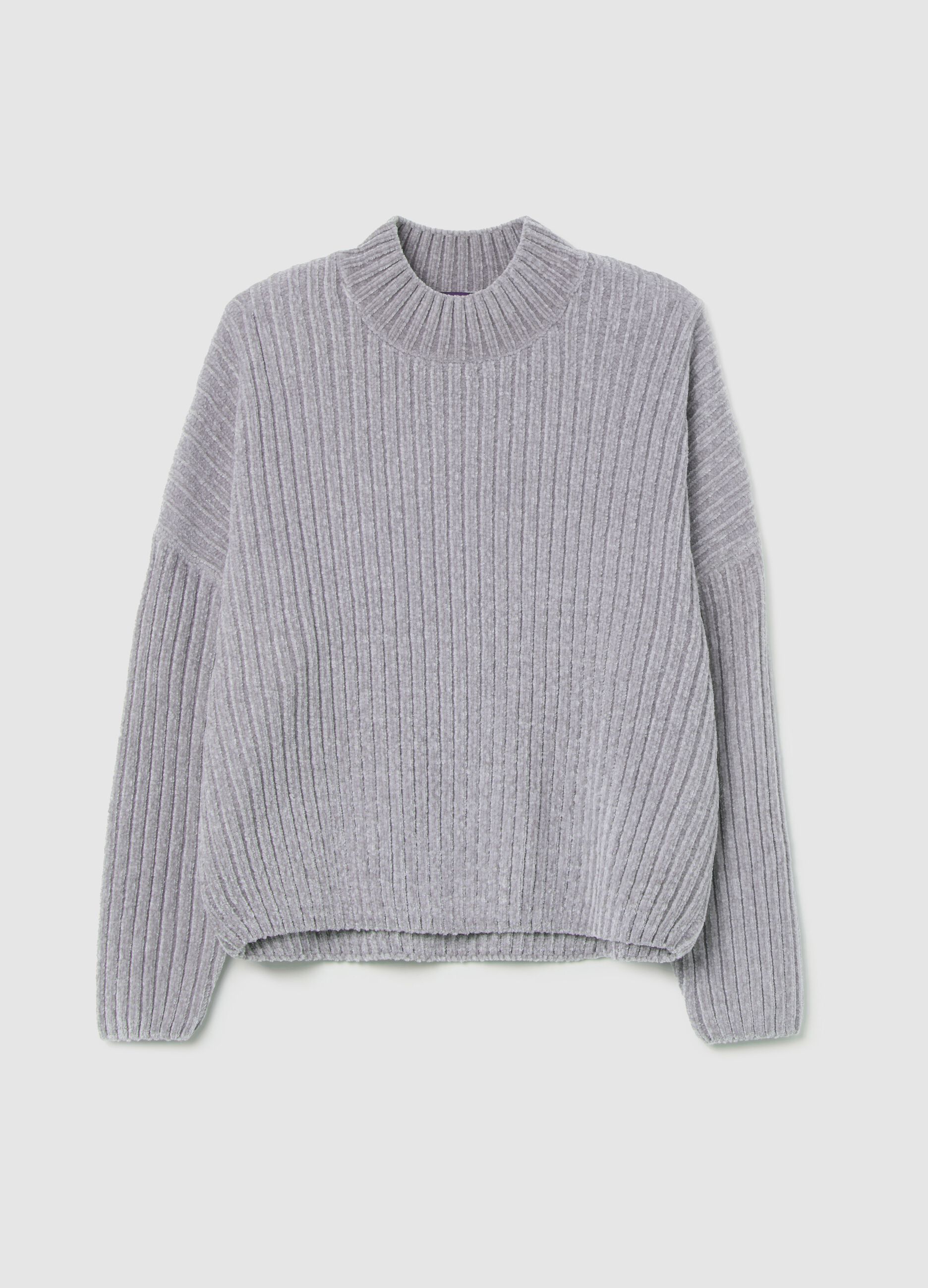 Chenille pullover with mock neck