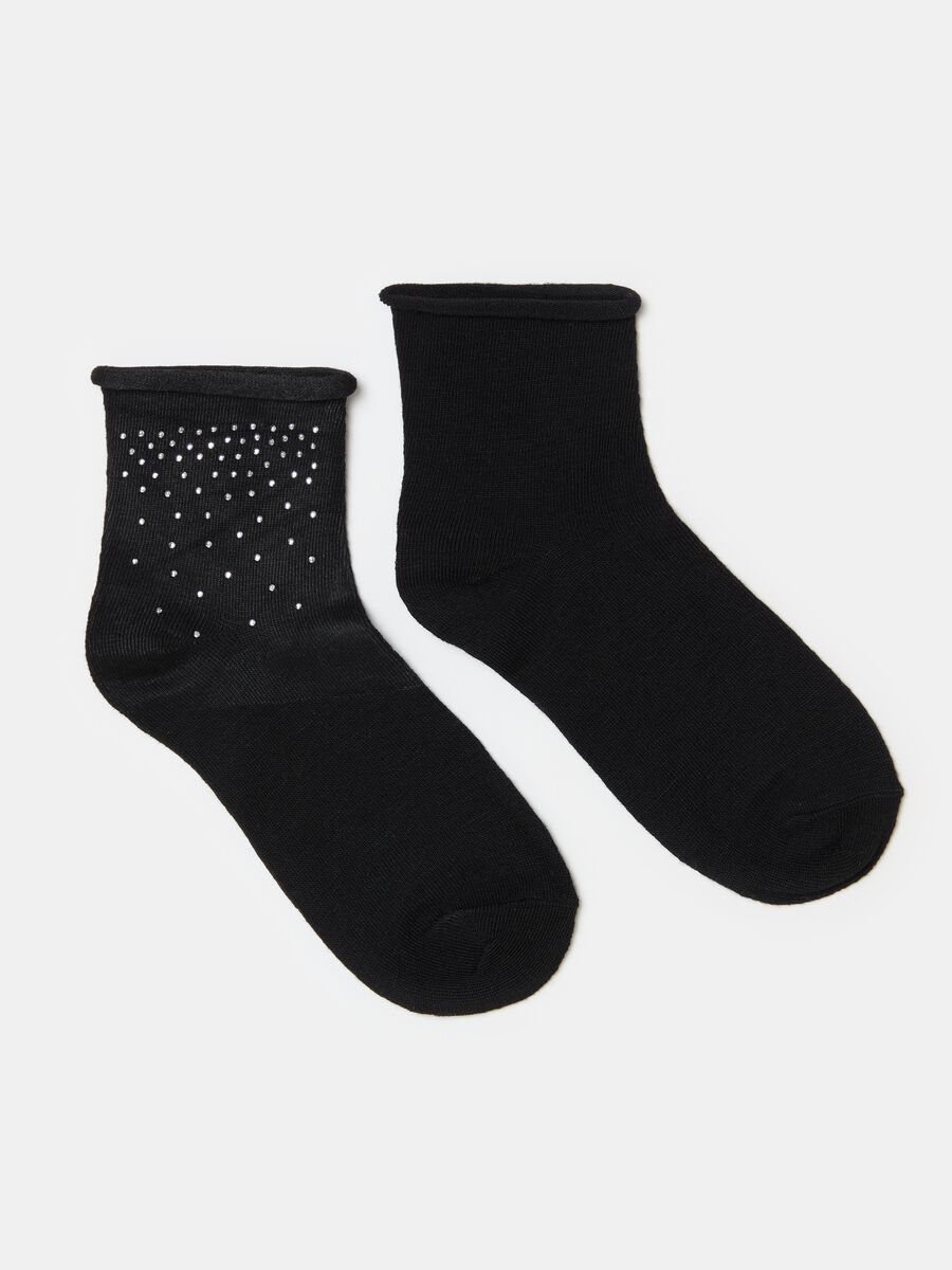 Short stretch socks with diamanté motif_1