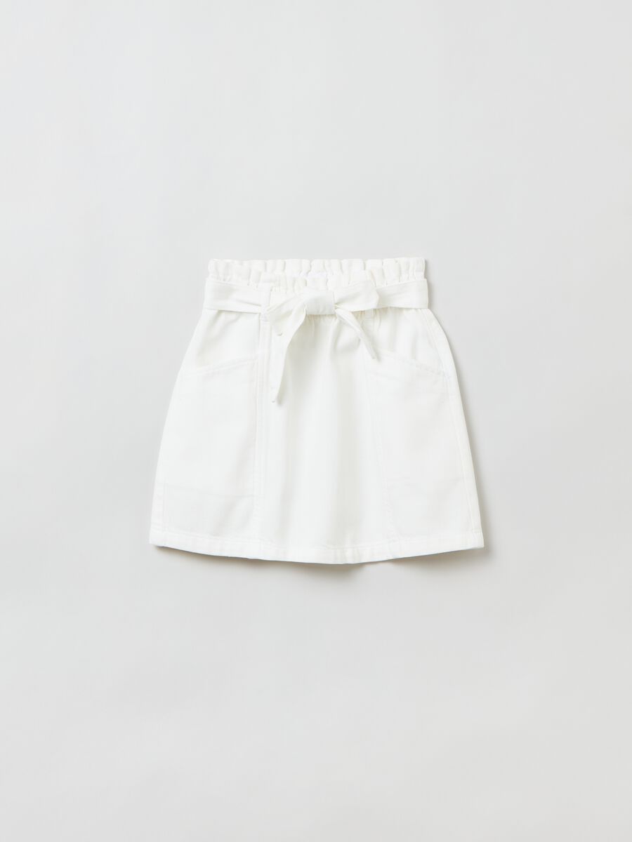 Paper bag miniskirt in denim_0