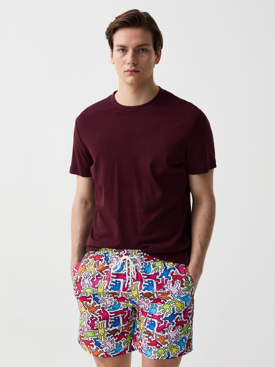 Swimming trunks with Keith Haring print_0