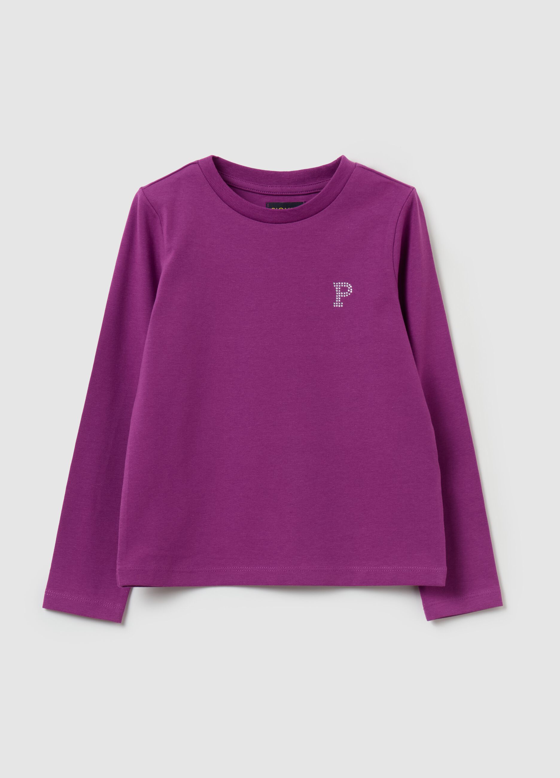 Long-sleeved T-shirt with diamanté logo