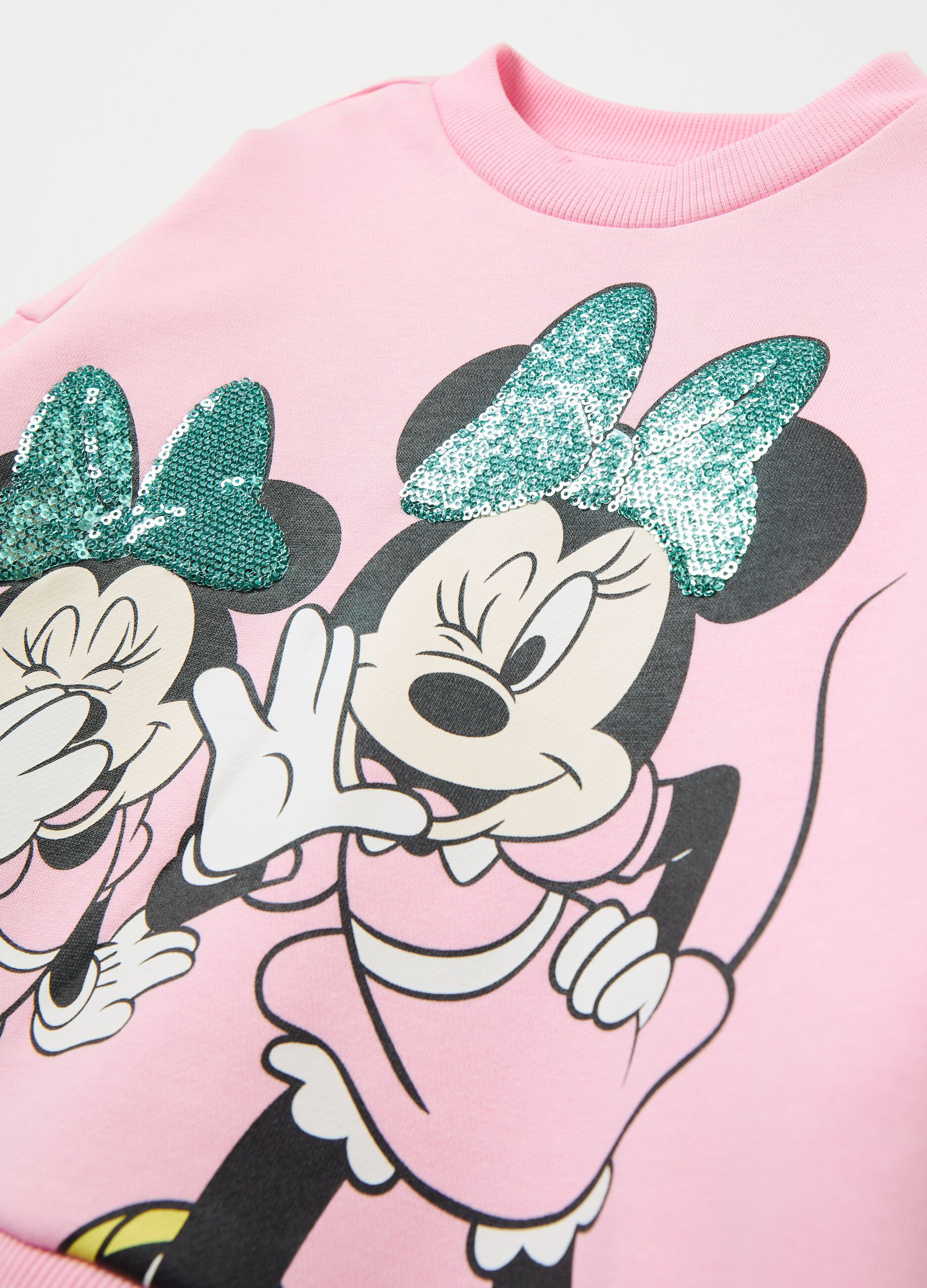 Felpa over stampa Minnie con paillettes