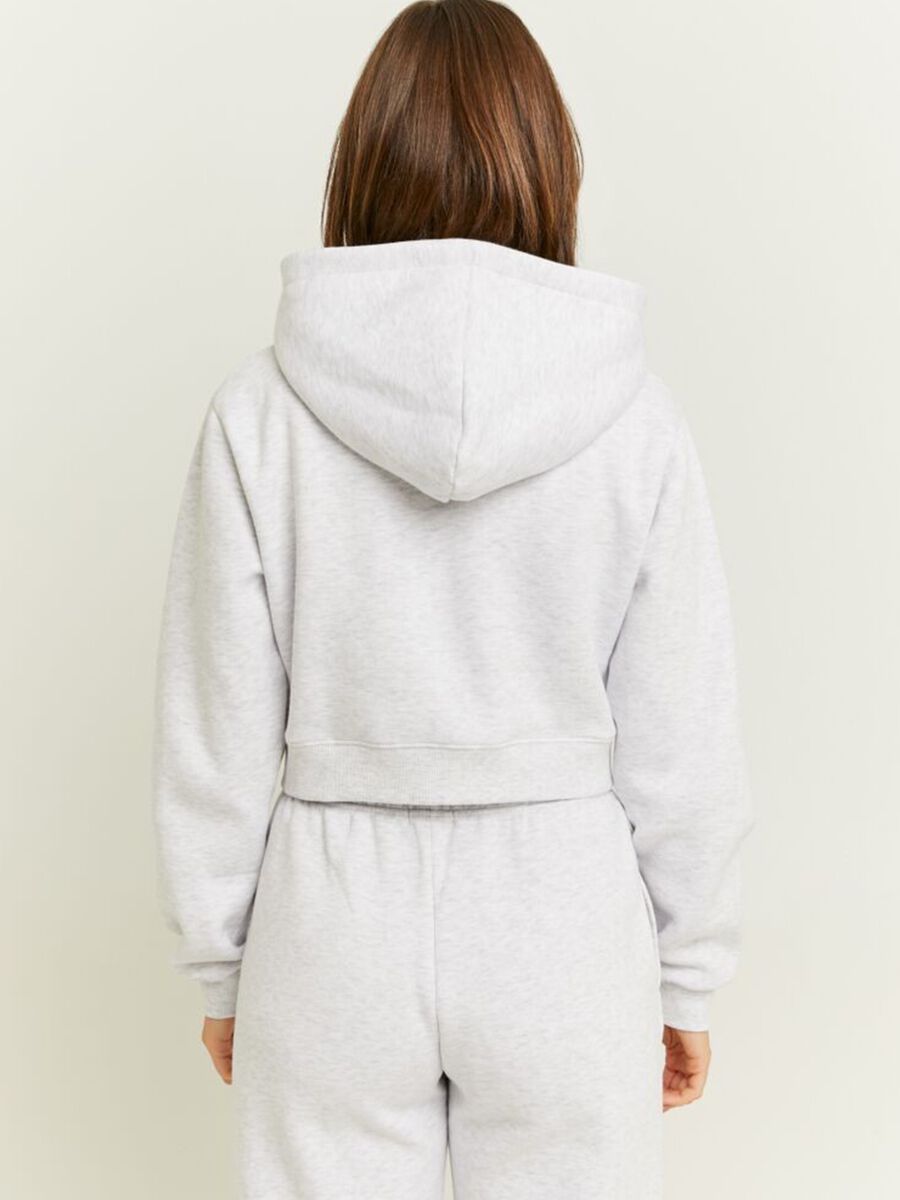 Full-zip crop sweatshirt in fleece with hood_2