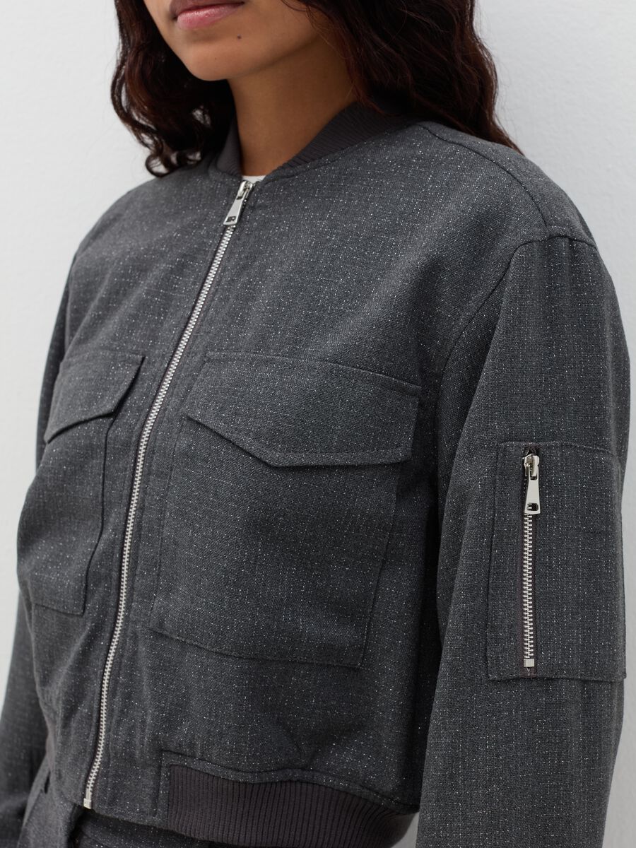 Full-zip bomber jacket with lurex_3