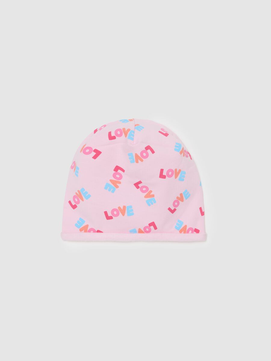 Organic cotton hat with "LOVE" print_0