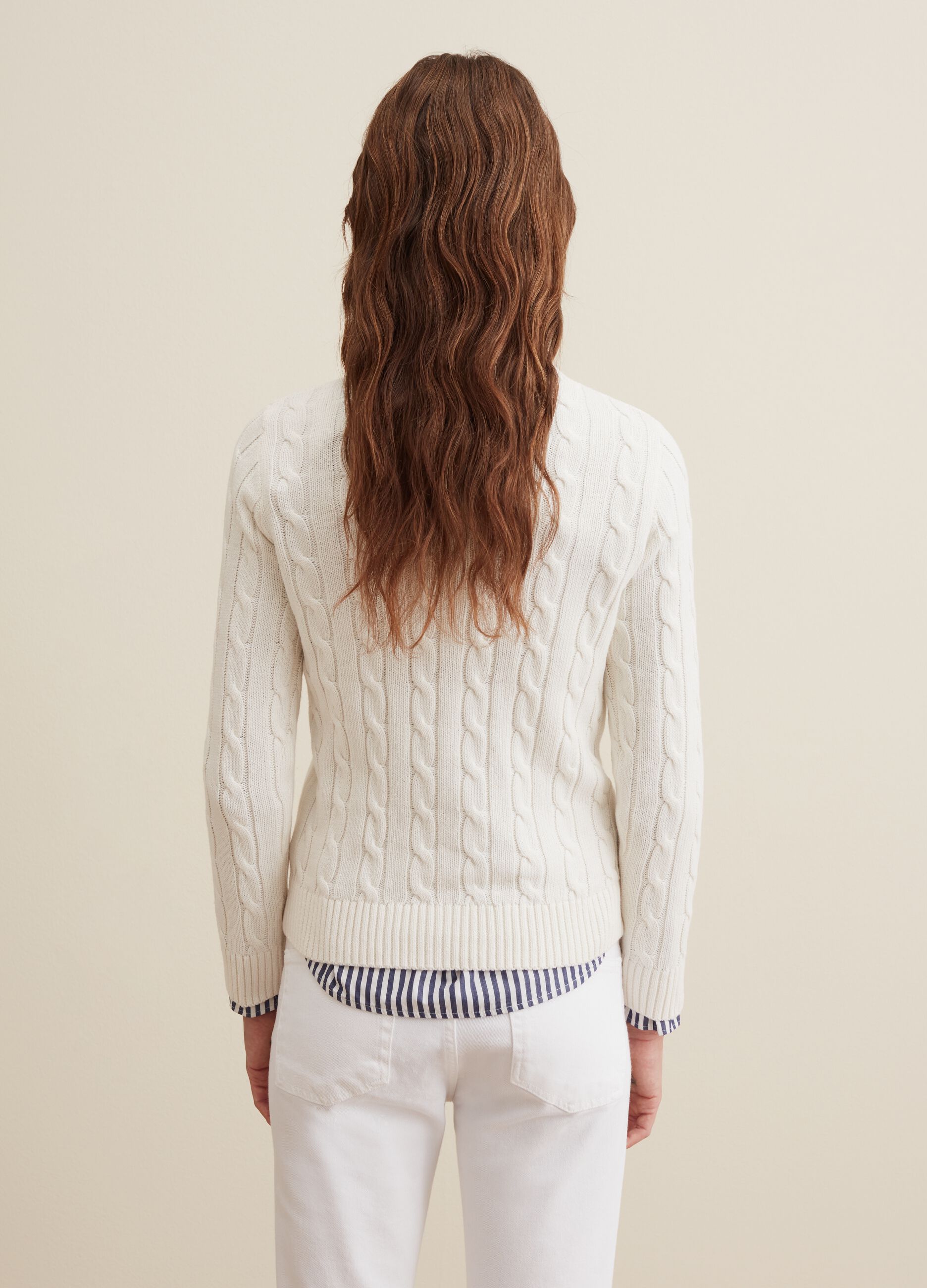 Cable knit crew-neck pullover