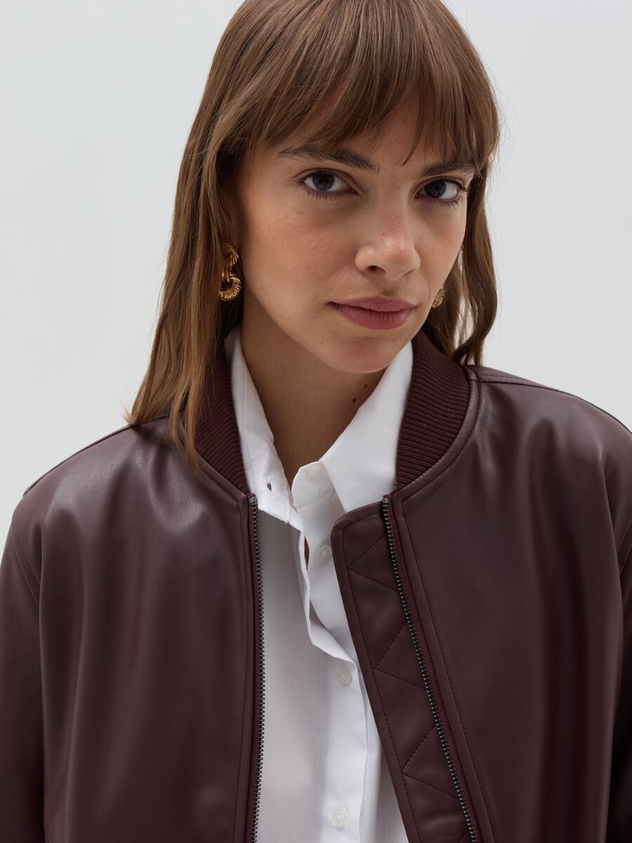 Glossy-effect bomber jacket with zip_1