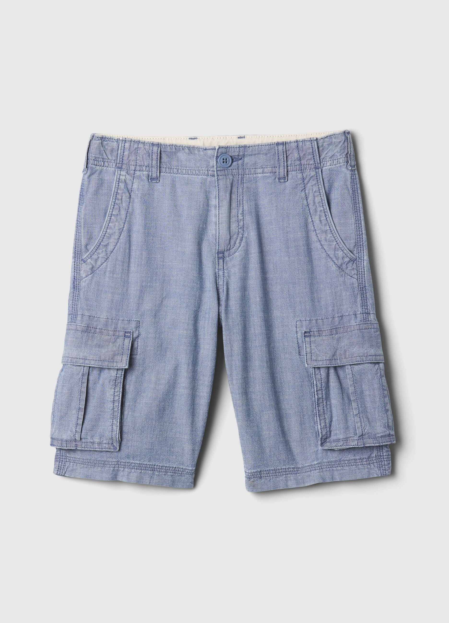 Cargo Bermuda shorts in chambray cotton