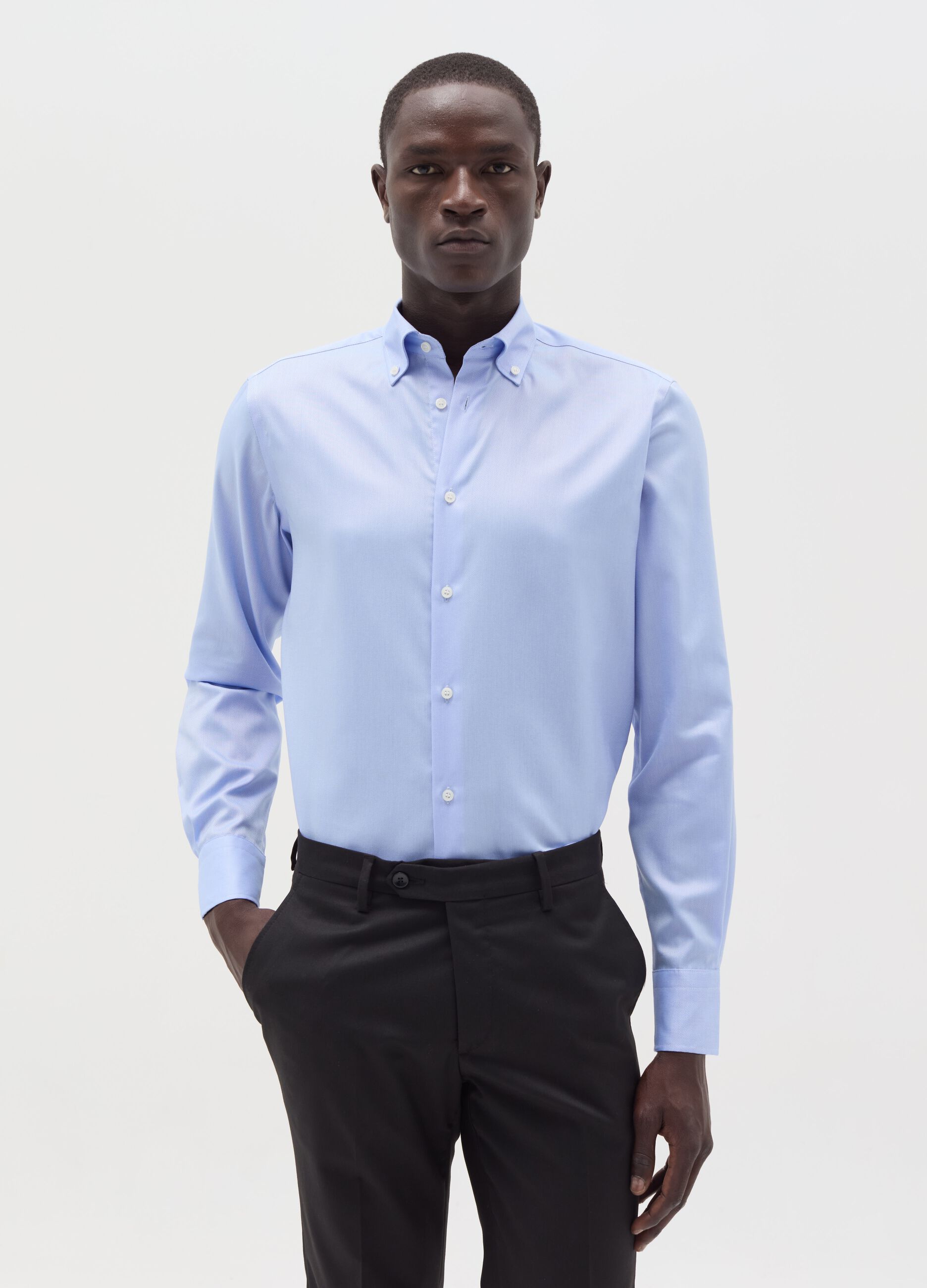 Slim-fit shirt in double-twist Oxford cotton