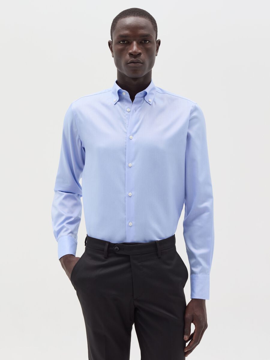 Slim-fit shirt in double-twist Oxford cotton_0