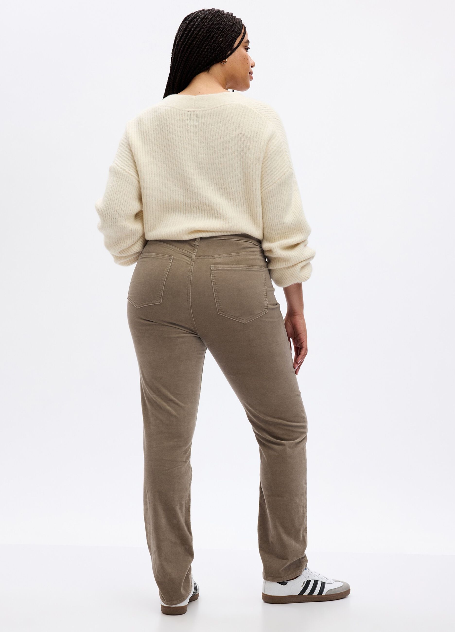 Slim-fit trousers in velvet with high waist