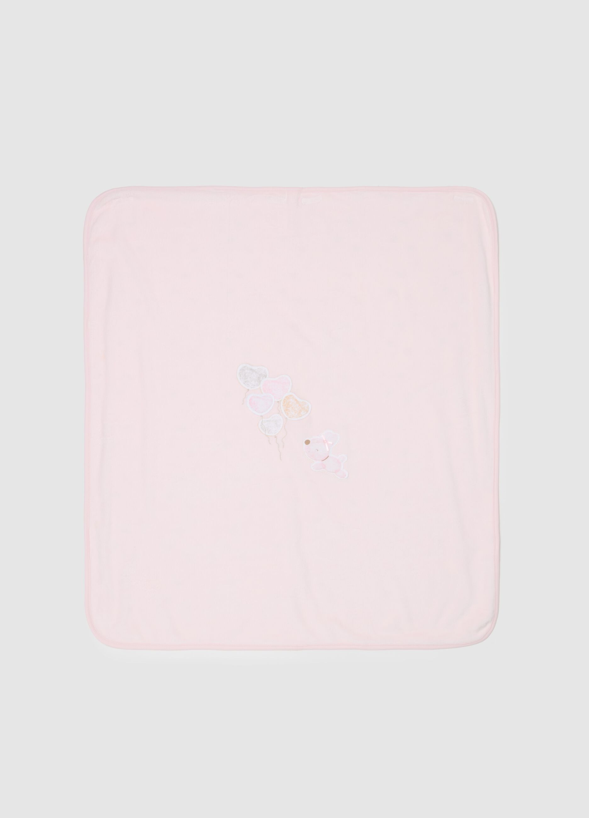 Velour blanket with puppies patch