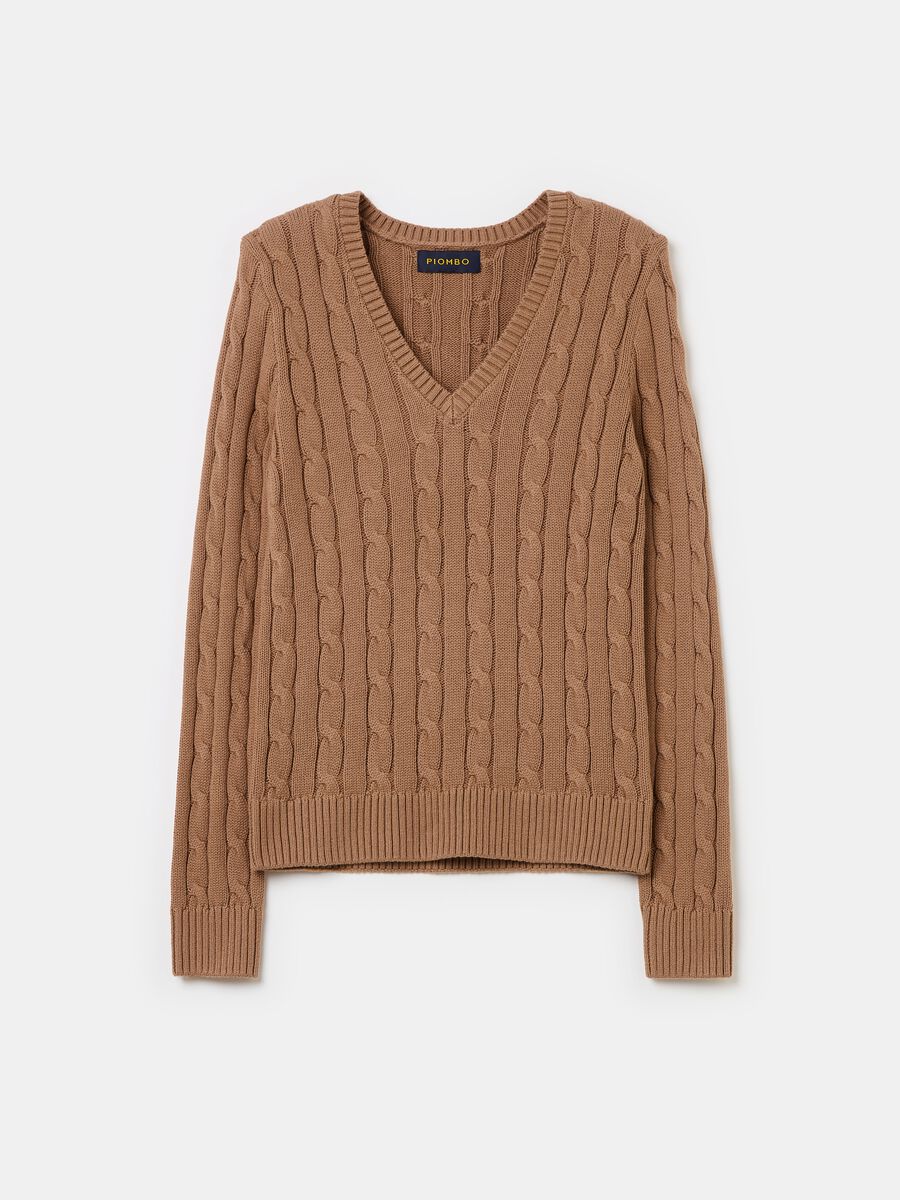Cable-knit pullover with V neck_4