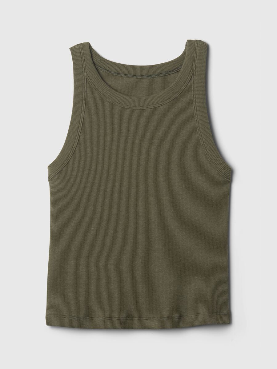 Ribbed crop tank top with halter neck_3