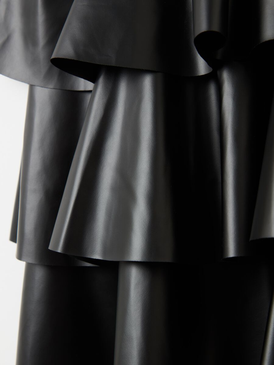 Glossy-effect tiered skirt_3