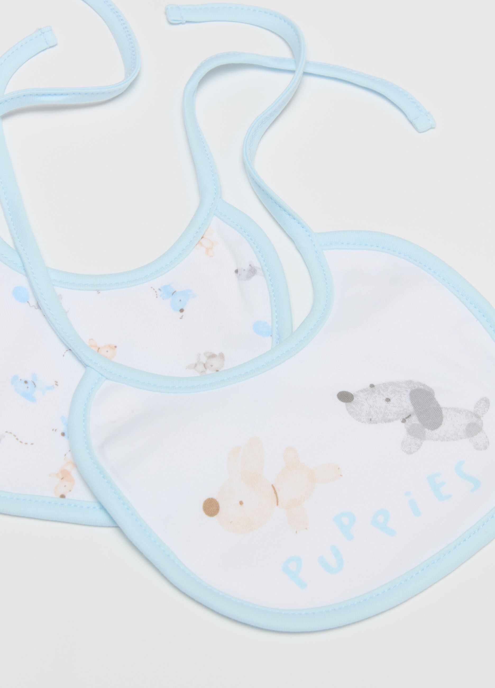 Two-pack bibs with puppies print