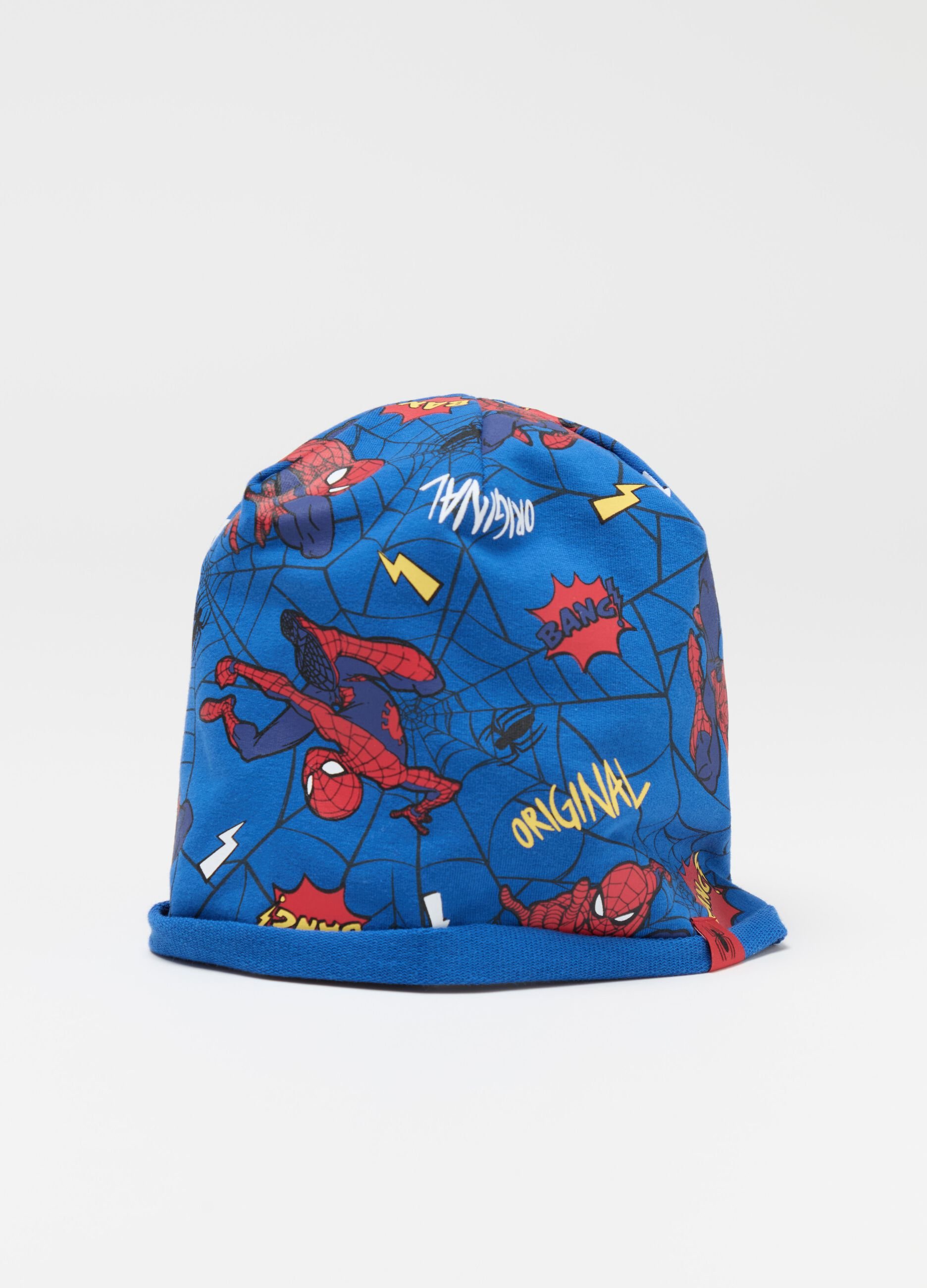 Hat in French terry with Spider-Man print