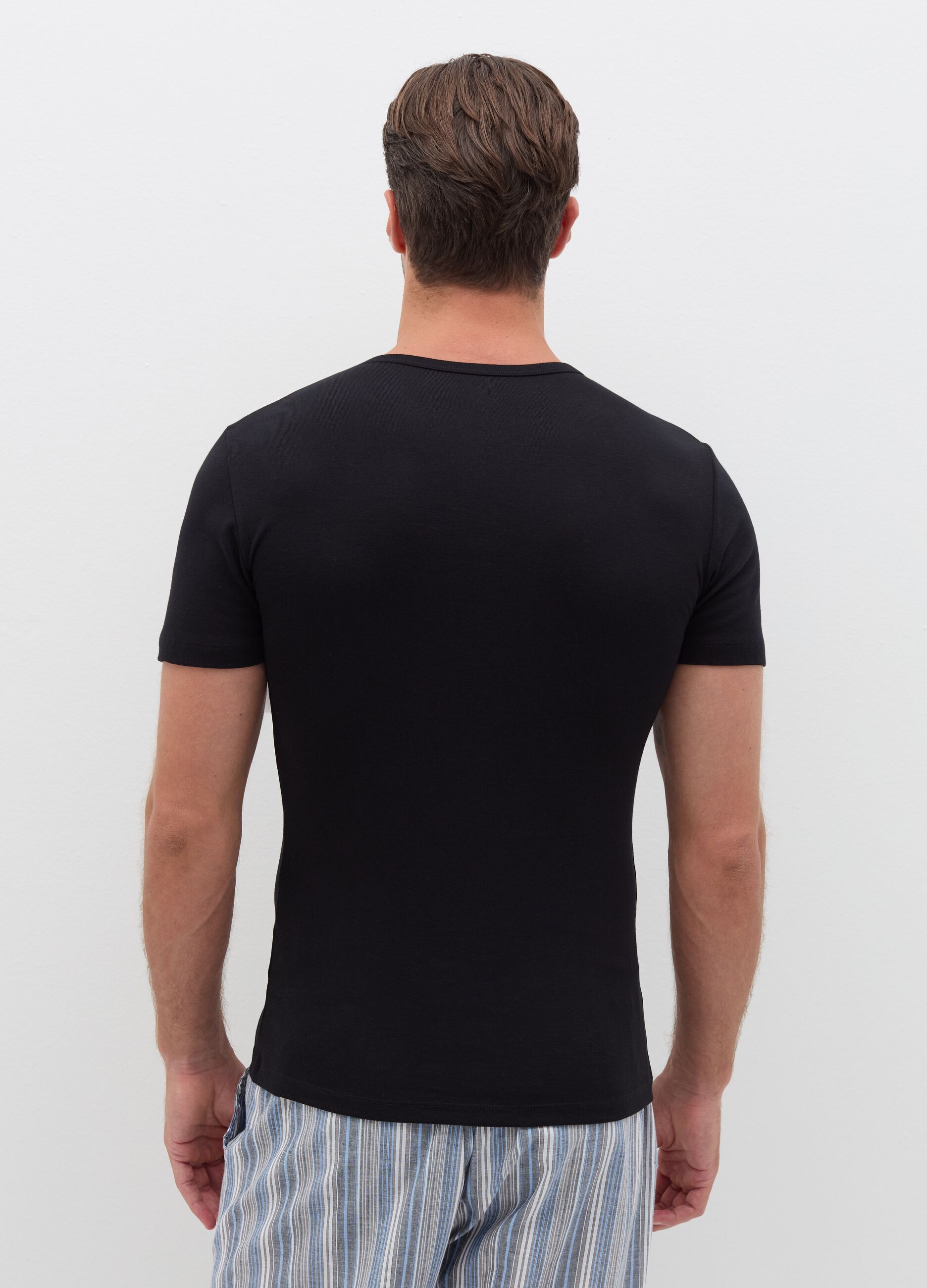 Two-pack undershirts with thin ribbing